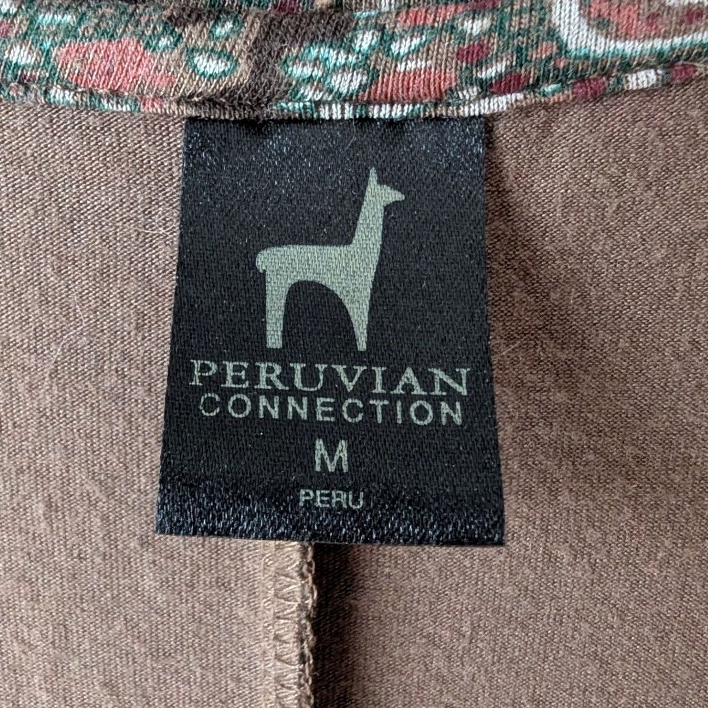 Vintage Peruvian Connection Dress Brown Paisley Long Sleeve Boho Soft Comfy Stretch Med Size M / US 6-8 / IT 42-44 - 7 Thumbnail