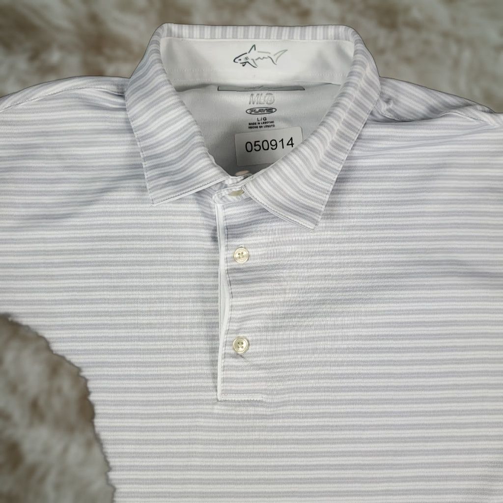 Vintage Greg Norman Polo Shirt Mens Size Large Gray Striped Golf Casual Short Sleeve Size US L / EU 52-54 / 3 - 1 Thumbnail