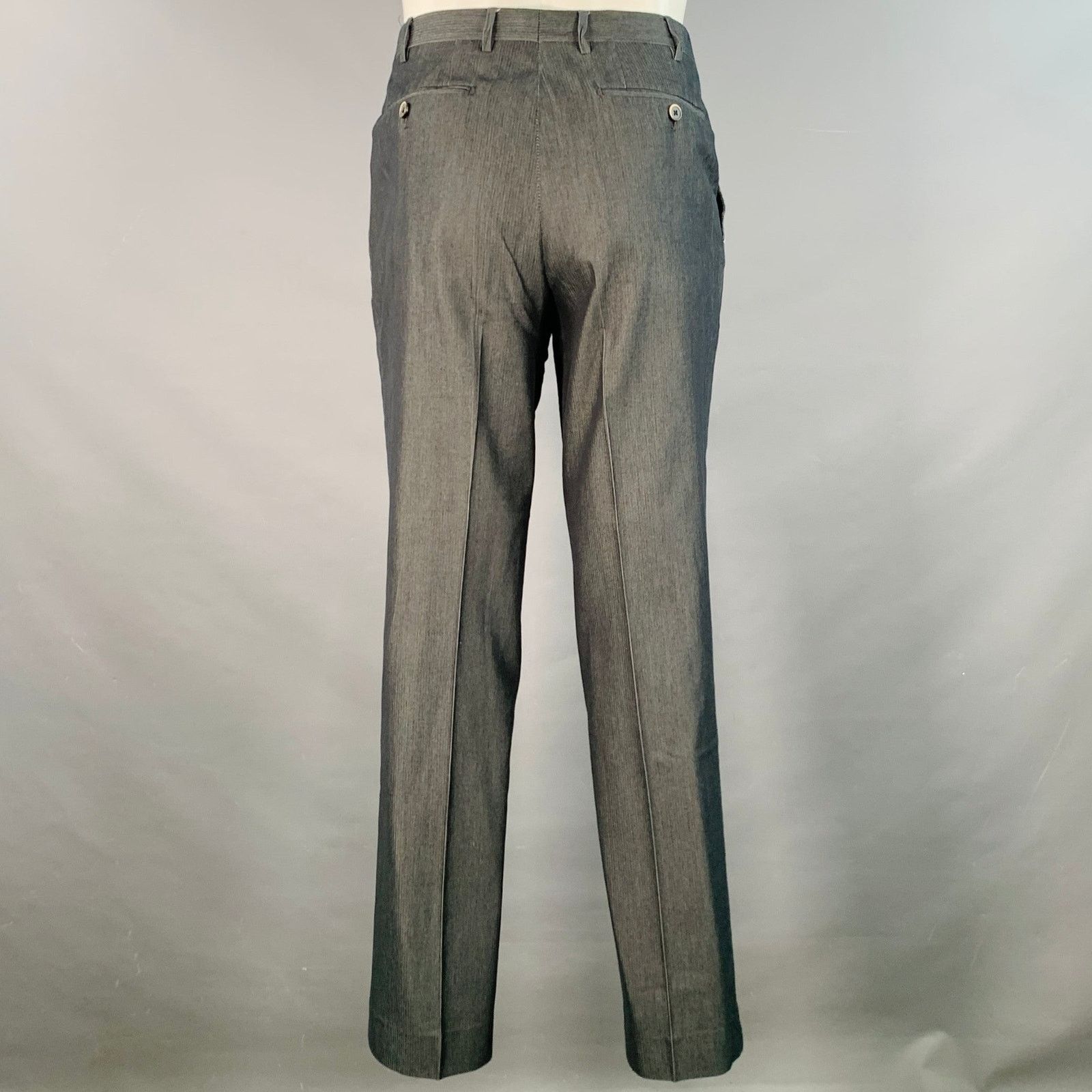 Corneliani Grey Charcoal Herringbone Cotton Silk Peak Lapel Suit Size 38R - 6 Thumbnail