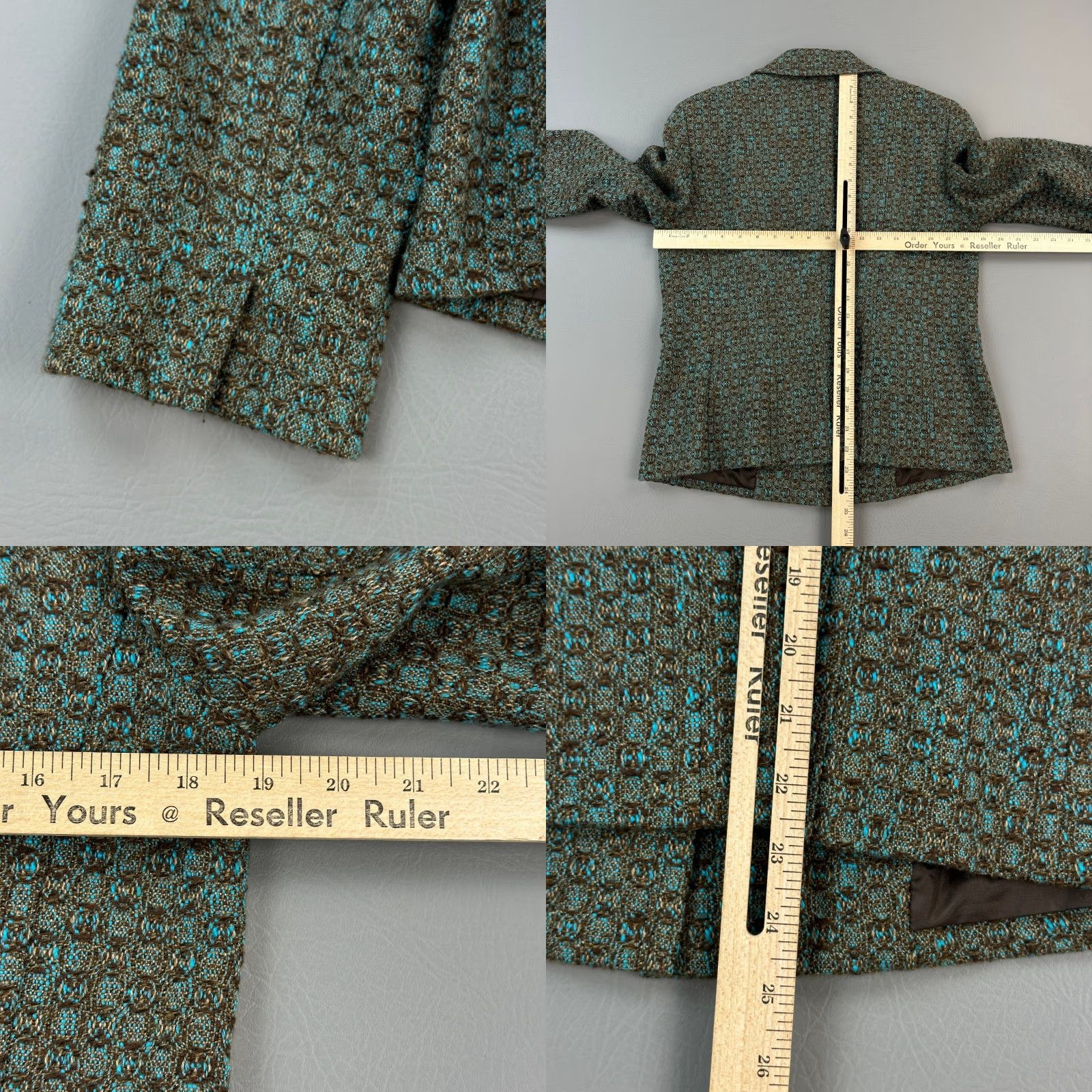 Vintage Sigrid Olsen Blazer Jacket Women's 10 Brown Teal Textured Tweed Wool Blend Blazer Size L / US 10 / IT 46 - 9 Thumbnail