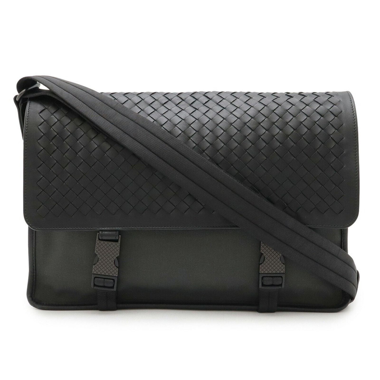 Bottega Veneta Intrecciato Leather Black Shoulder Bags