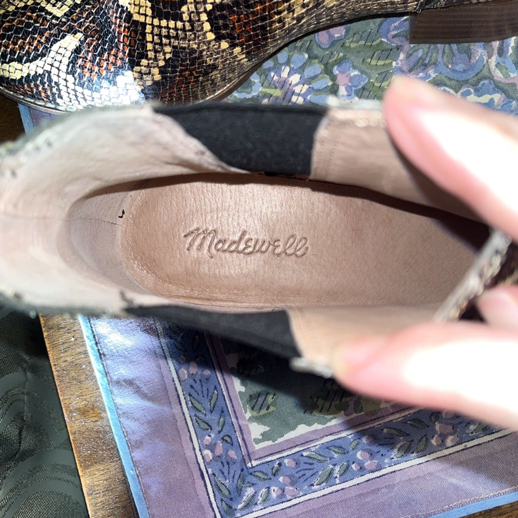 Madewell VINTAGE Madewell Women's Leather Reptile Print Ankle Boots 9.5 Brown 1.5" Block Heel Casual Party Size US 9.5 / IT 39.5 - 5 Thumbnail