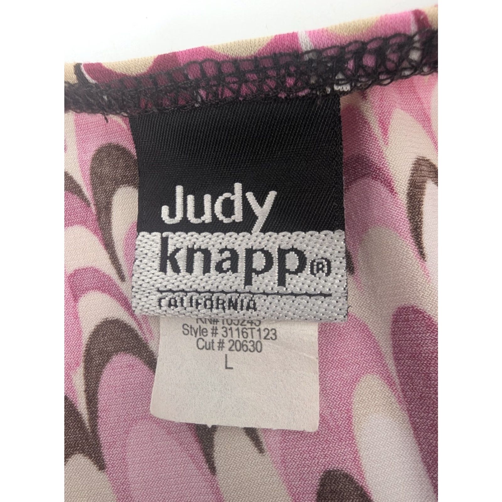 Pinko Judy Knapp Blouse Pink Short Flutter Sleeves Beaded V-Neck Geometric Pattern Plus Size L Womens Size L / US 10 / IT 46 - 7 Thumbnail