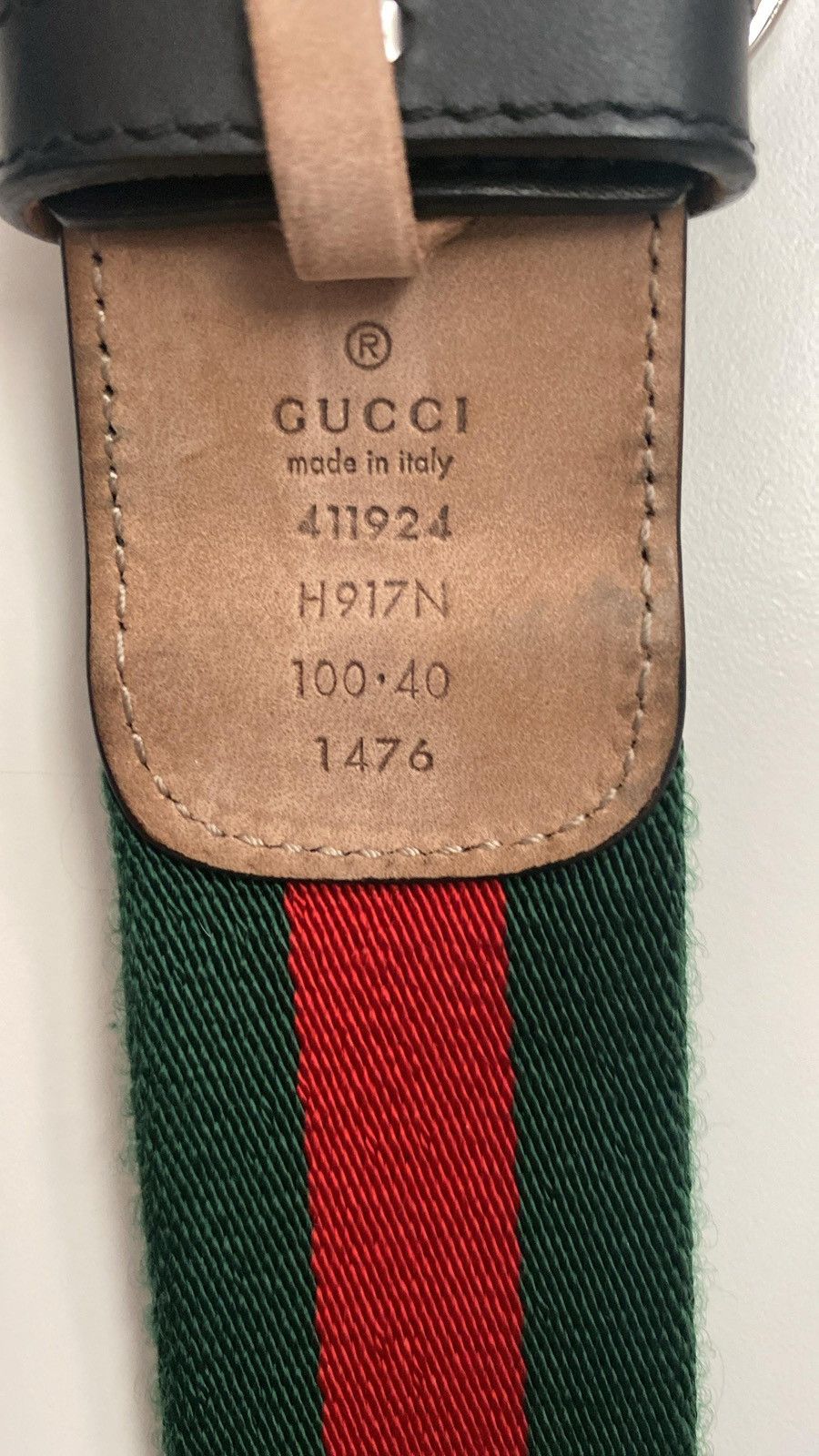 Gucci Gucci Web Belt with G Buckle Green/Red Web Size 40 - 2 Thumbnail