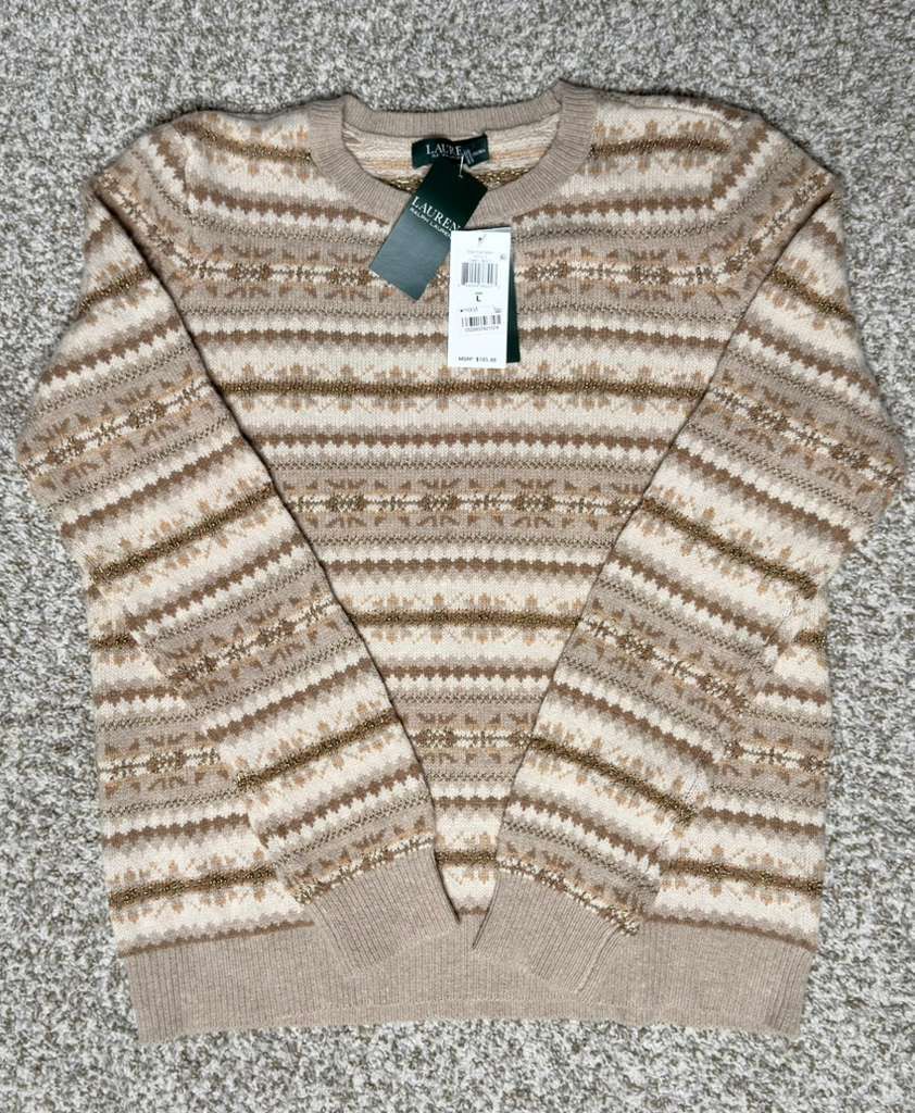Lauren Ralph Lauren NWT Lauren Ralph Lauren Delyna Fair Isle Wool-Blend Sweater Size L / US 10 / IT 46 - 1 Thumbnail