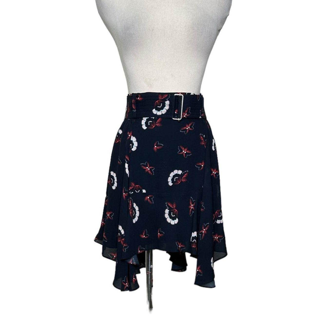 A.L.C. A.L.C blue floral belted handkerchief mini skirt size 2 Size 26" / US 2 / IT 38 - 1 Thumbnail
