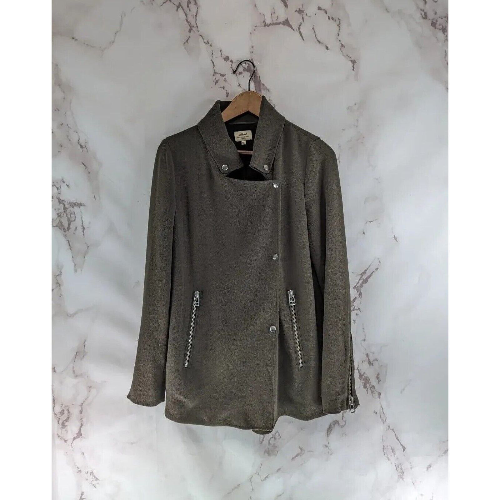 Aritzia Wilfred Jacket Women XS Green Zip Stretch Moto Mayet Aritzia Grailed