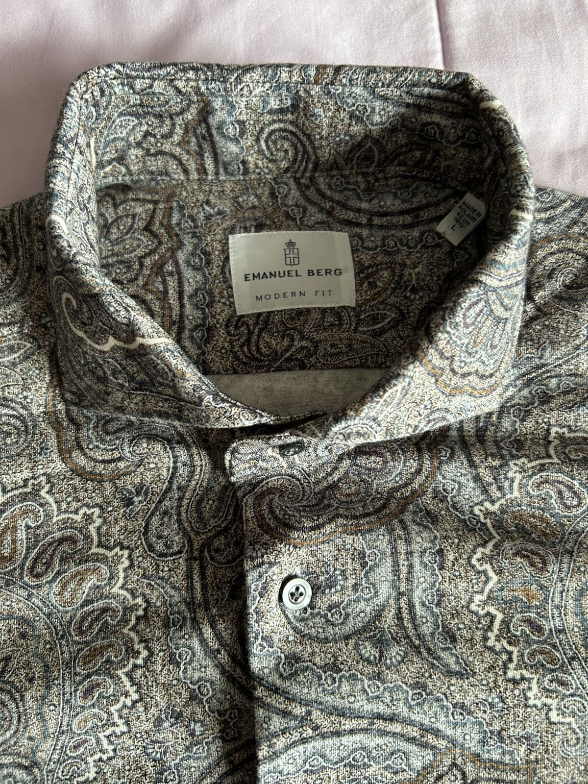 Other Emanuel Berg Luxury Paisley Button Down Shirt Sz L $298MSRP Size US L / EU 52-54 / 3 - 7 Thumbnail