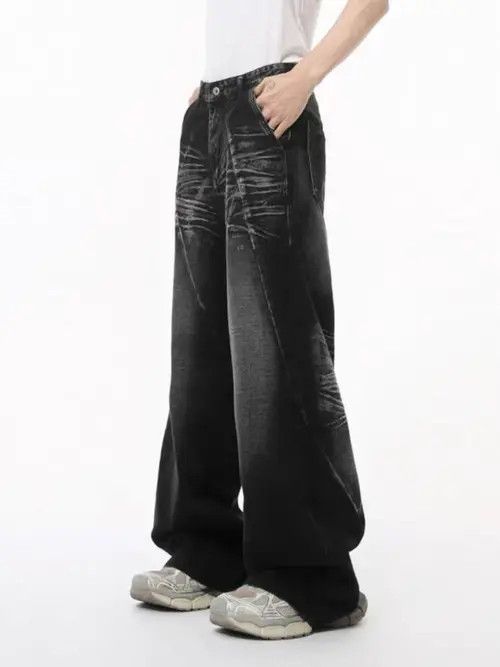 VIBE Vintage washed baggy micro flared jeans Size US 32 / EU 48 - 4 Thumbnail