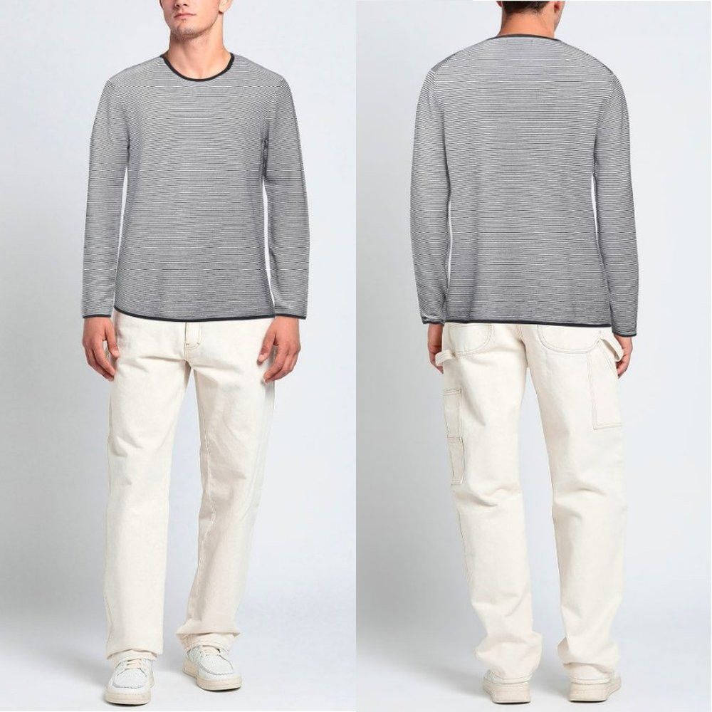 Other NWT New $119 GAUDI Cotton Black White Stripes Sweater Size Size US XL / EU 56 / 4 - 1 Thumbnail