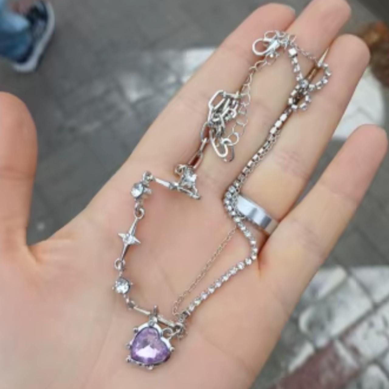 Other Y2K Purple Zircon Heart Pendant Necklace Size ONE SIZE - 3 Thumbnail