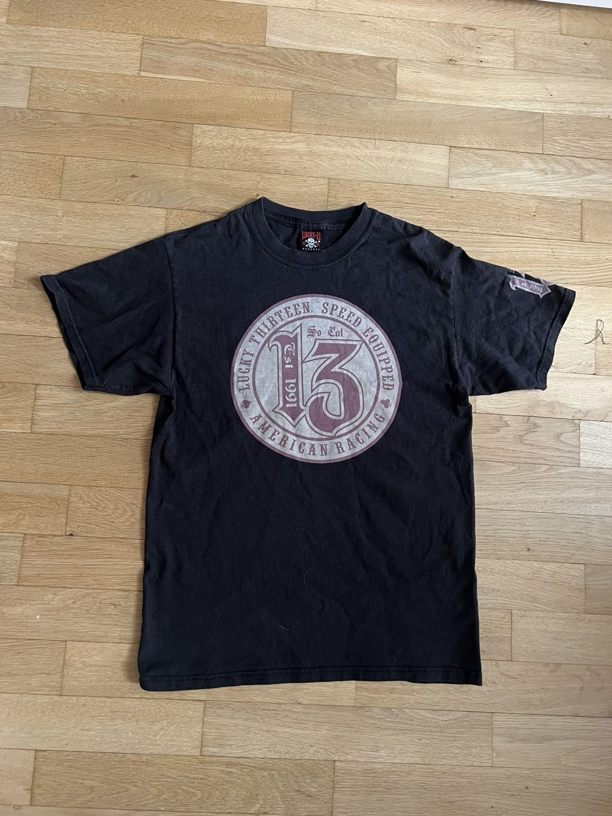 Vintage Vintage y2k thrashed lucky 13 black graphic t shirt Size US M / EU 48-50 / 2 - 1 Thumbnail