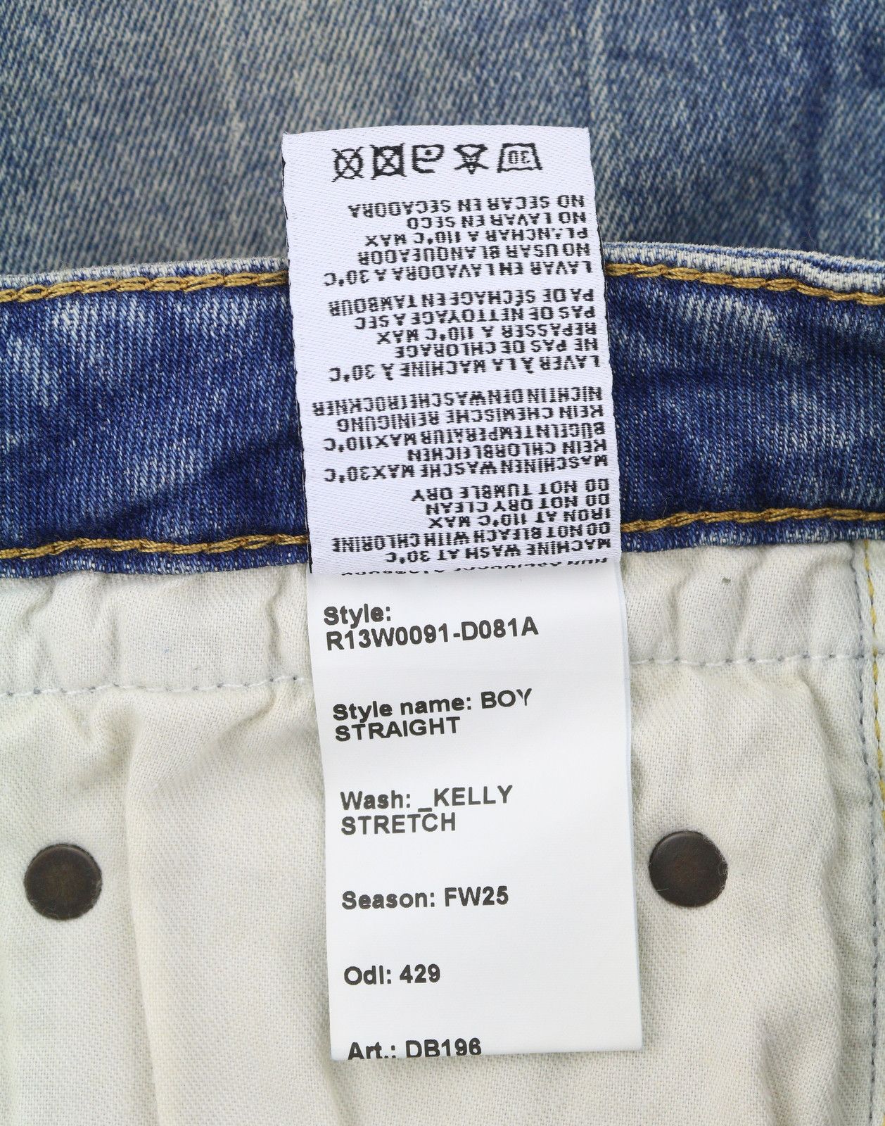 R13 BOY STRAIGHT 29 Kelly Faded Blue RRP699 87177 Size 29" - 9 Thumbnail
