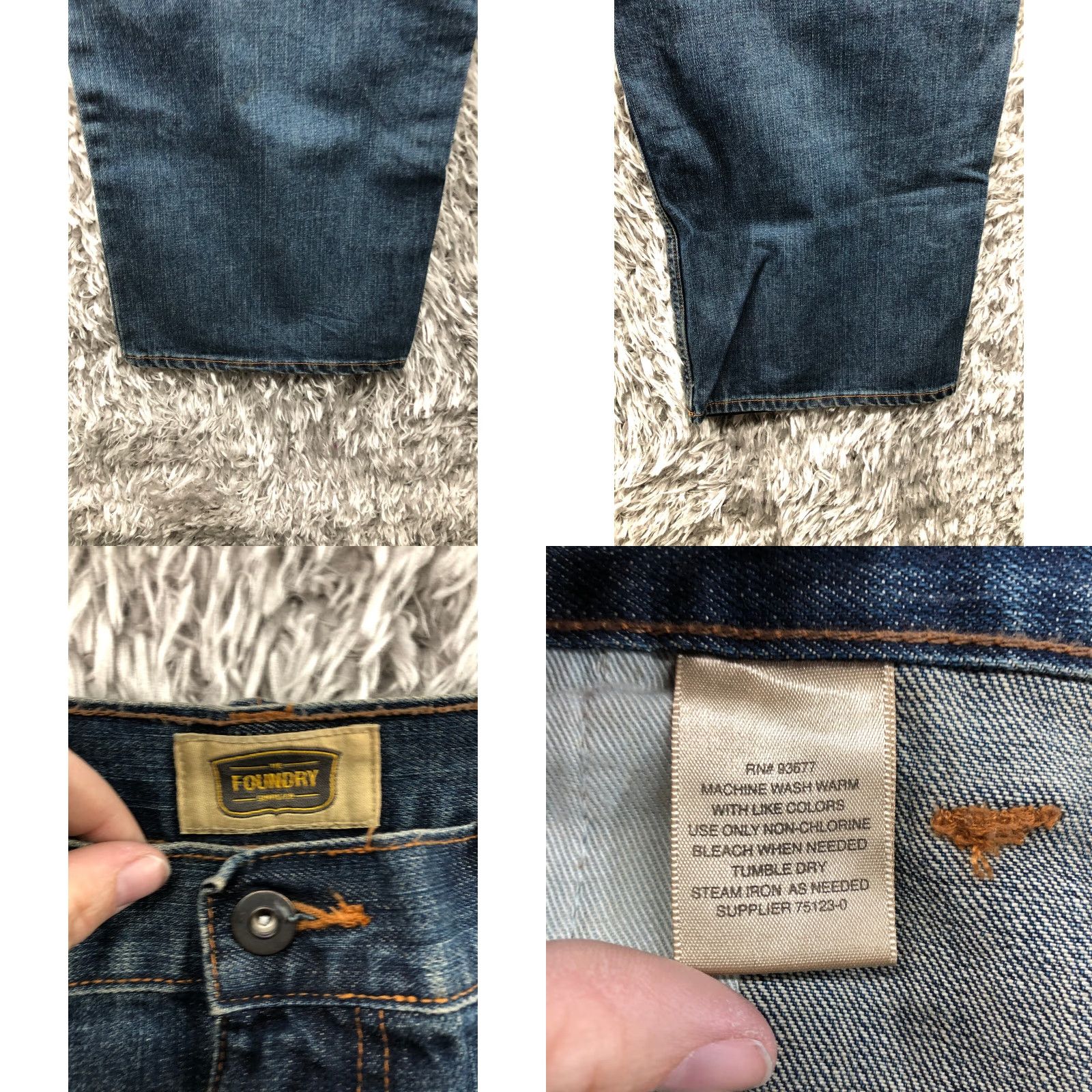 Vintage Foundry Jeans Size 38x32 Mens Relaxed Straight Leg Dark Wash Blue Denim Size US 38 / EU 54 - 8 Thumbnail
