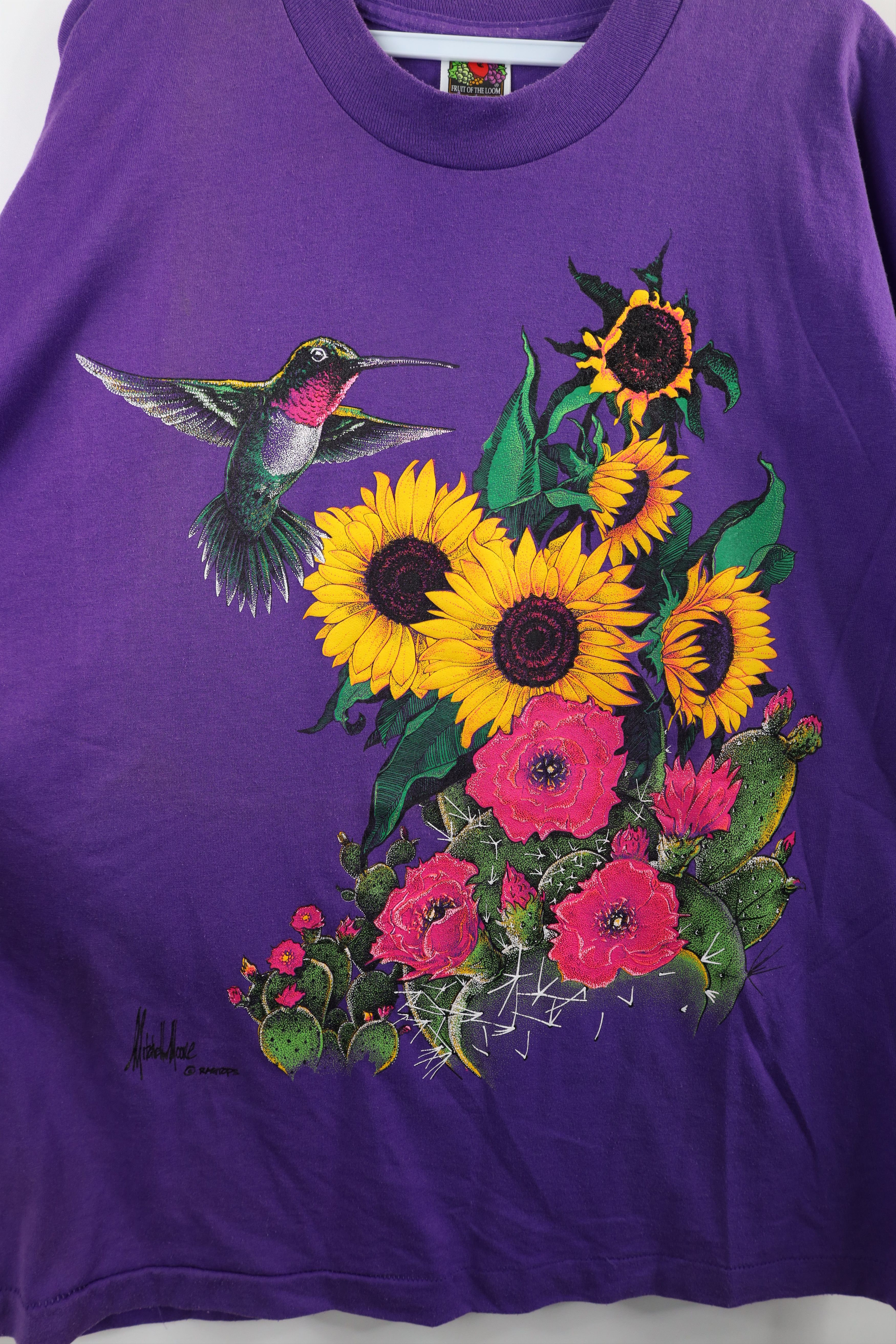 Vintage Vintage 90s Streetwear Nature Hummingbird Flower T-Shirt Size XL / US 12-14 / IT 48-50 - 4 Thumbnail