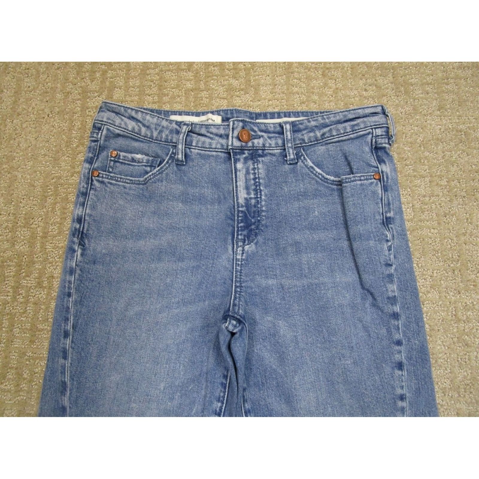 Vintage Pilcro Jeans Women 29 Blue High Rise Flared Cropped Pant "Logo" 5-Pocket Denim Cotton Polyester Spandex Regular Rise: High VINTAGE: No Size 29" - 2 Thumbnail