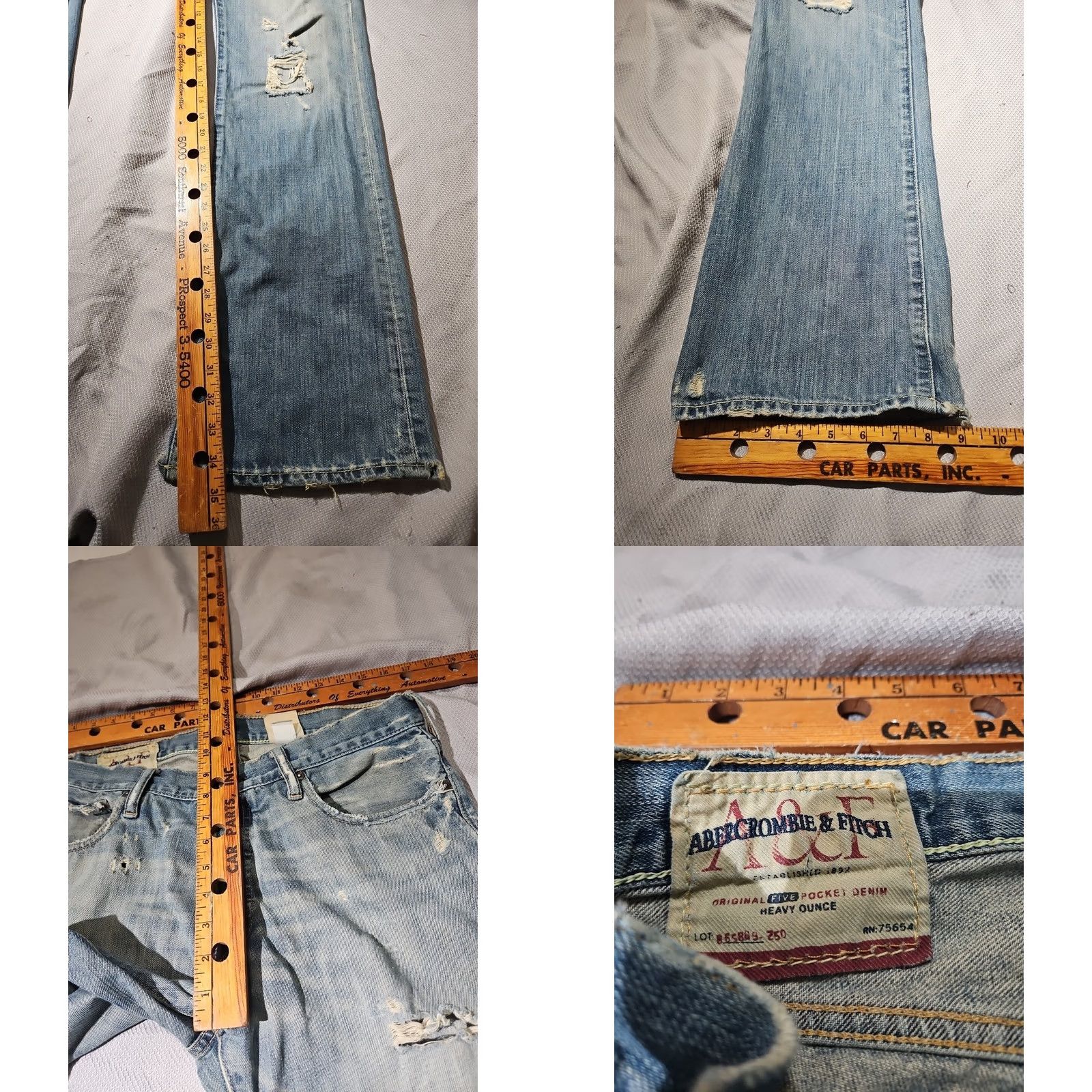 Abercrombie & Fitch VINTAGE Abercrombie & Fitch Jeans Men 32x34 Low Slim Straight ButtonFly Thrashed Y2k Grunge Size US 32 / EU 48 - 9 Thumbnail