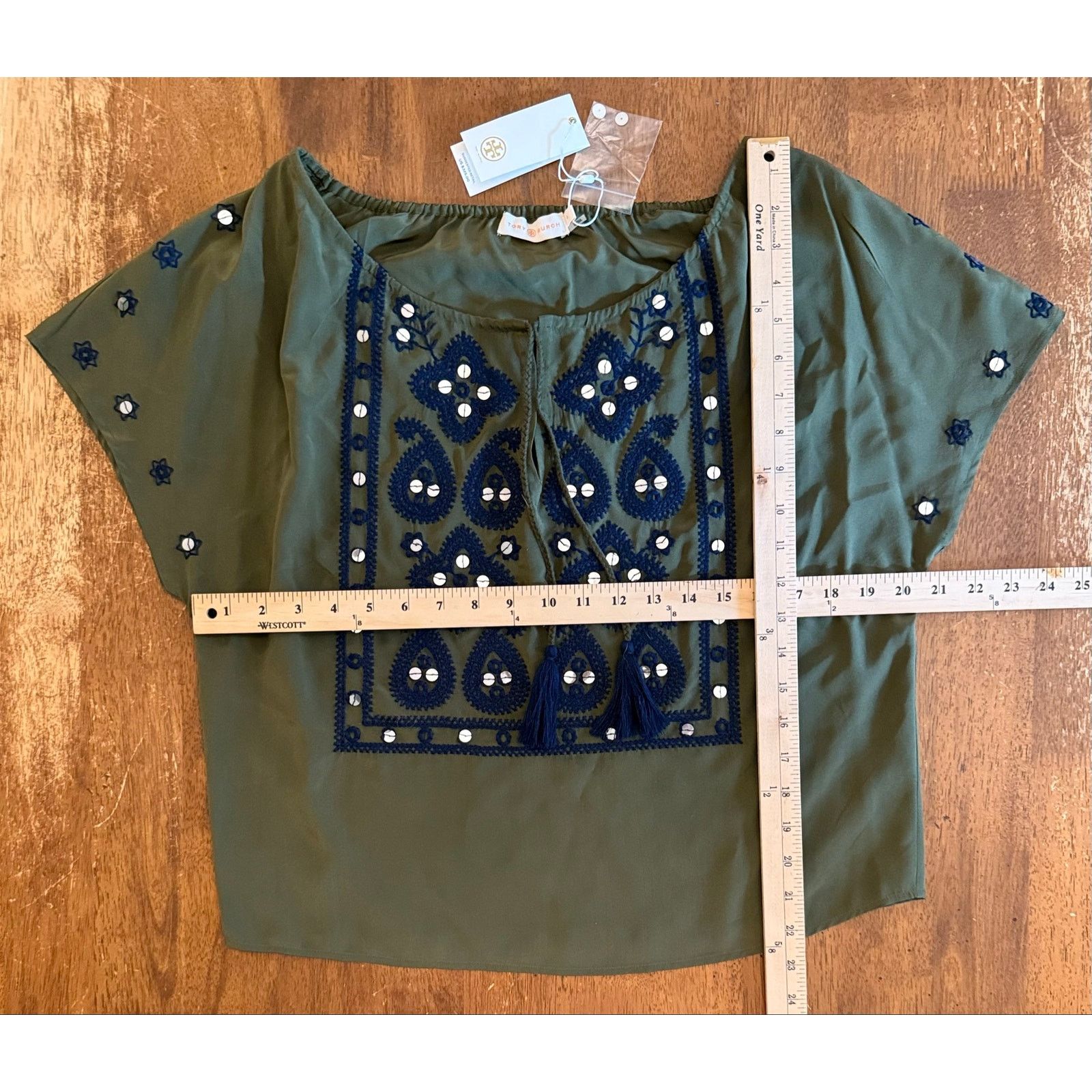 Tory Burch NWT $325 Tory Burch Silk Embroidered Blouse Sz 4 Minor Flaws Size S / US 4 / IT 40 - 5 Thumbnail