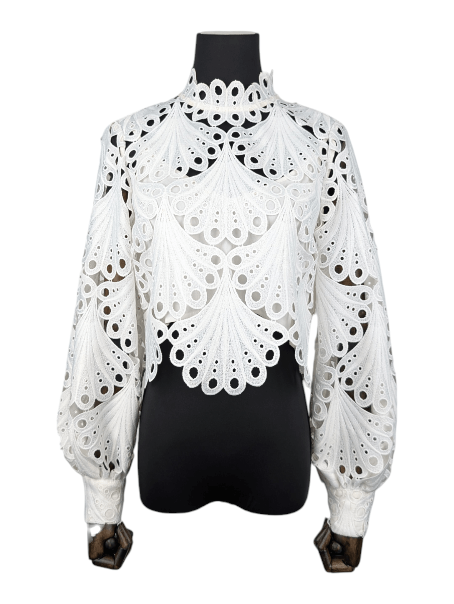 Maje Maje White Lulie Guipure Lace Crop Top With Underlay Size XS / US 0-2 / IT 36-38 - 1 Thumbnail