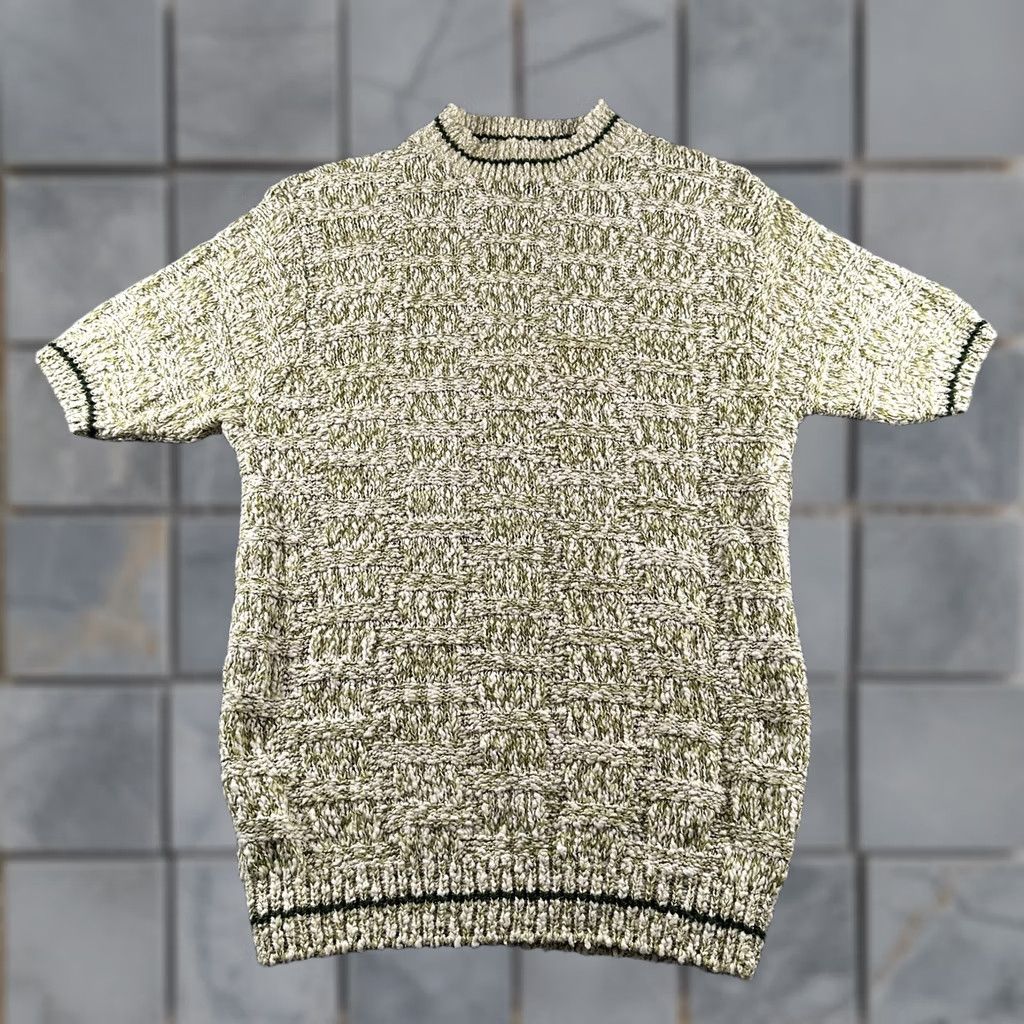 Sears VINTAGE Kings Road Sweater Mens M Green Short Sleeve Crewneck Knit Geometric Textured 70s Sears Mens Size US M / EU 48-50 / 2 - 1 Thumbnail