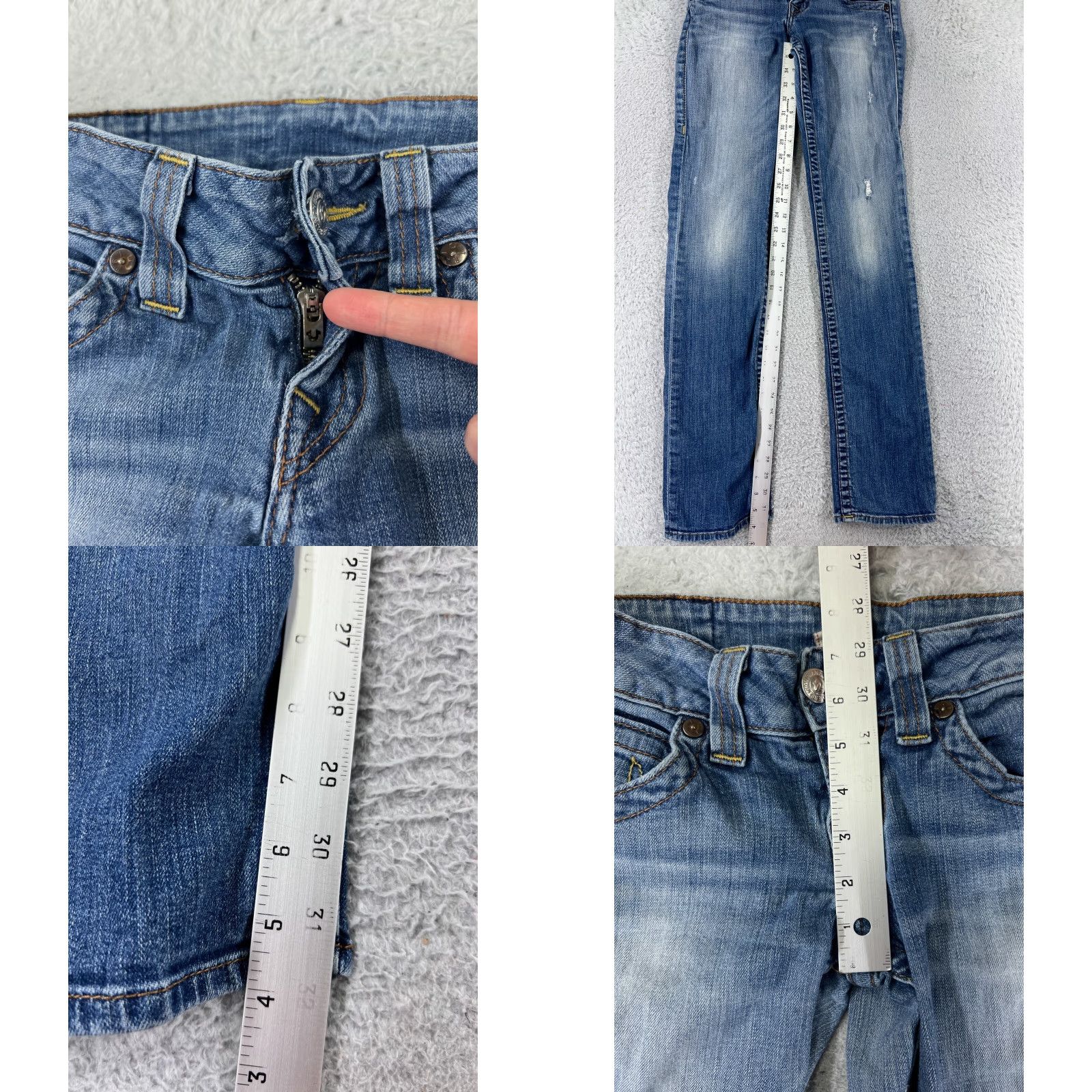 True Religion True Religion Jeans Women 25 Blue Denim Skinny Low 5-Pocket Design Distressed Embroidered Cotton Blend Size 42" / US 20 - 8 Thumbnail
