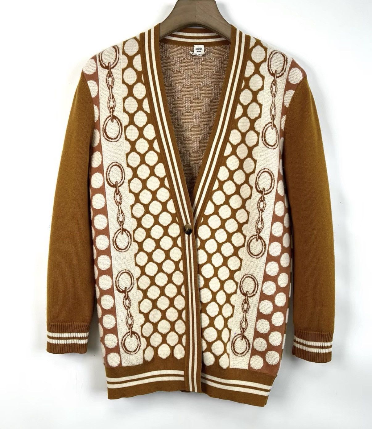 Hermes Hermes orange polka dot wool cardigan K12 Size XS / US 0-2 / IT 36-38 - 1 Thumbnail