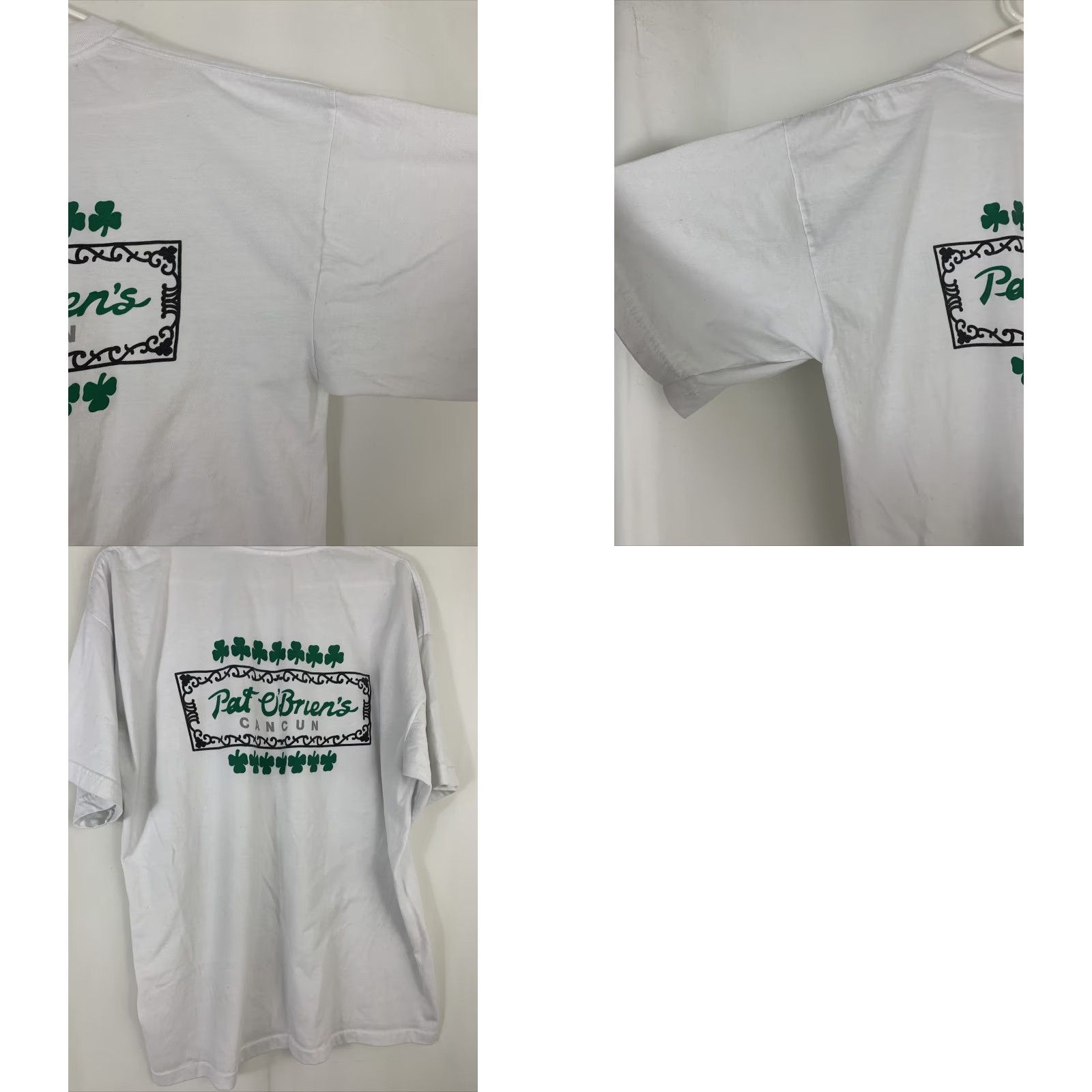 Vintage VINTAGE 90s Mens Large Single Stitch T-Shirt Pat O’Brien’s Cancun White Green Mens L White 90s Shirt Size US L / EU 52-54 / 3 - 8 Thumbnail