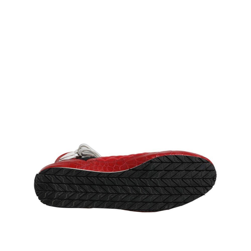 Dolce & Gabbana Dolce & Gabbana Red Quilted Leather Lace Up Sneakers Shoes Size US 11 / EU 44 - 8 Thumbnail