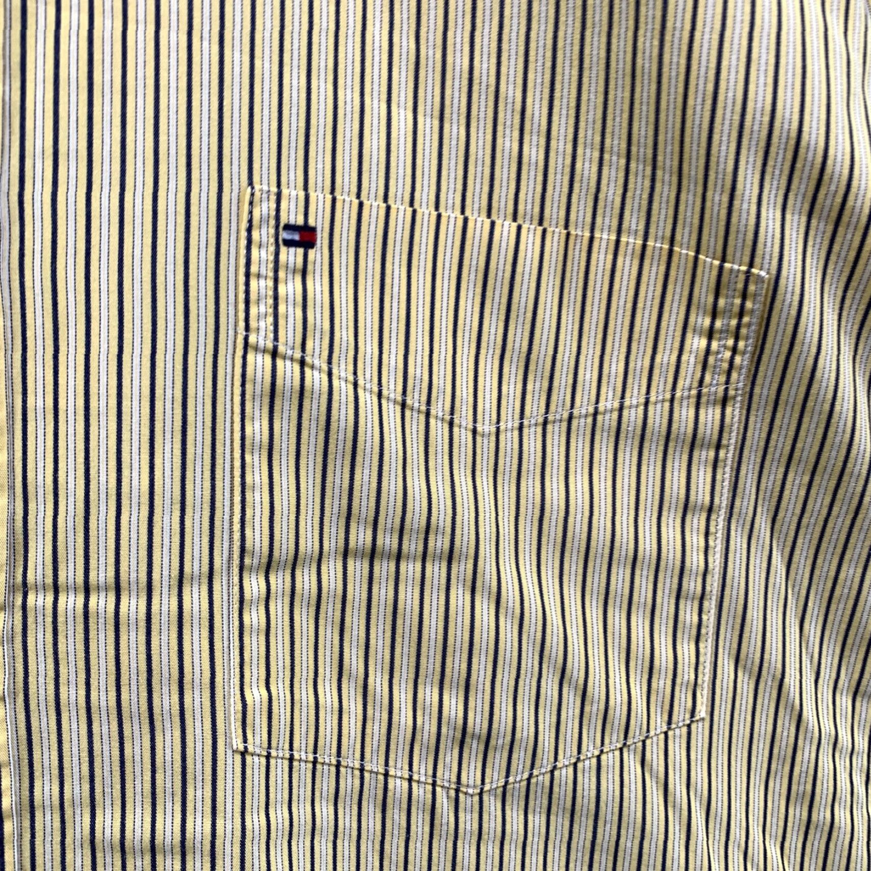 Tommy Hilfiger Tommy Hilfiger Button-Up Shirt XL Mens Yellow Blue Striped Long Sleeve Pocket Logo Size US XL / EU 56 / 4 - 7 Thumbnail