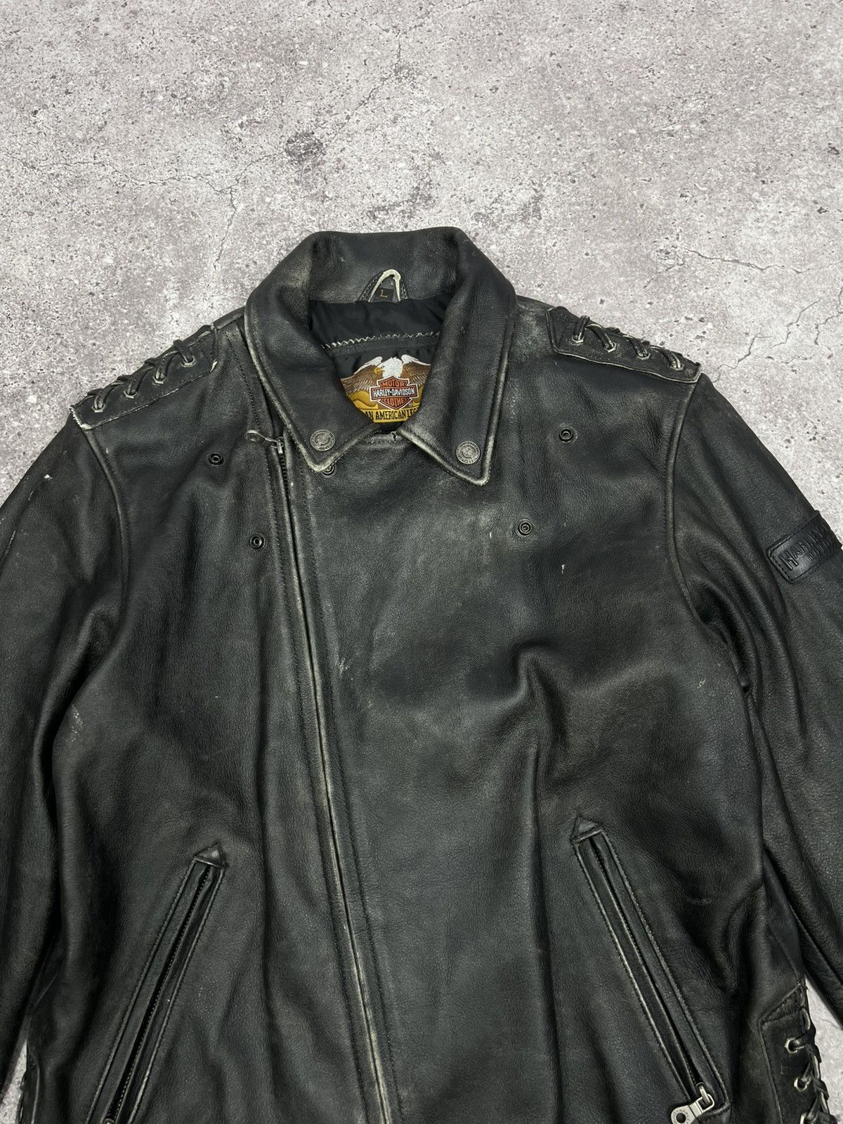 Harley Davidson CRAZY Vintage Harley Davidson Leather Motorcycle Jacket Size US L / EU 52-54 / 3 - 4 Thumbnail