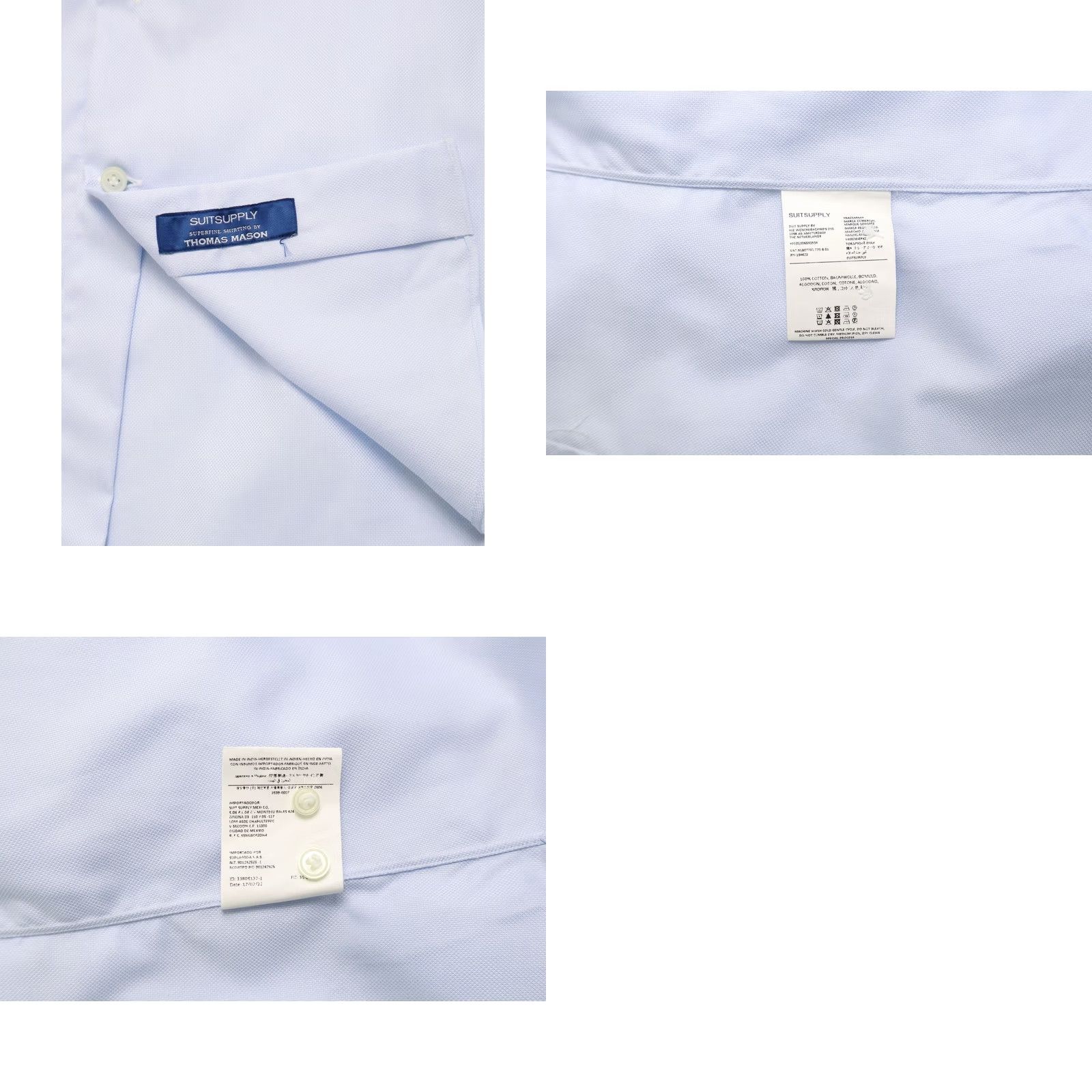 Suitsupply Suitsupply Extra Slim Fit Formal Shirt Men's LARGE Blue Spread Collar Button Up Size 42R - 8 Thumbnail