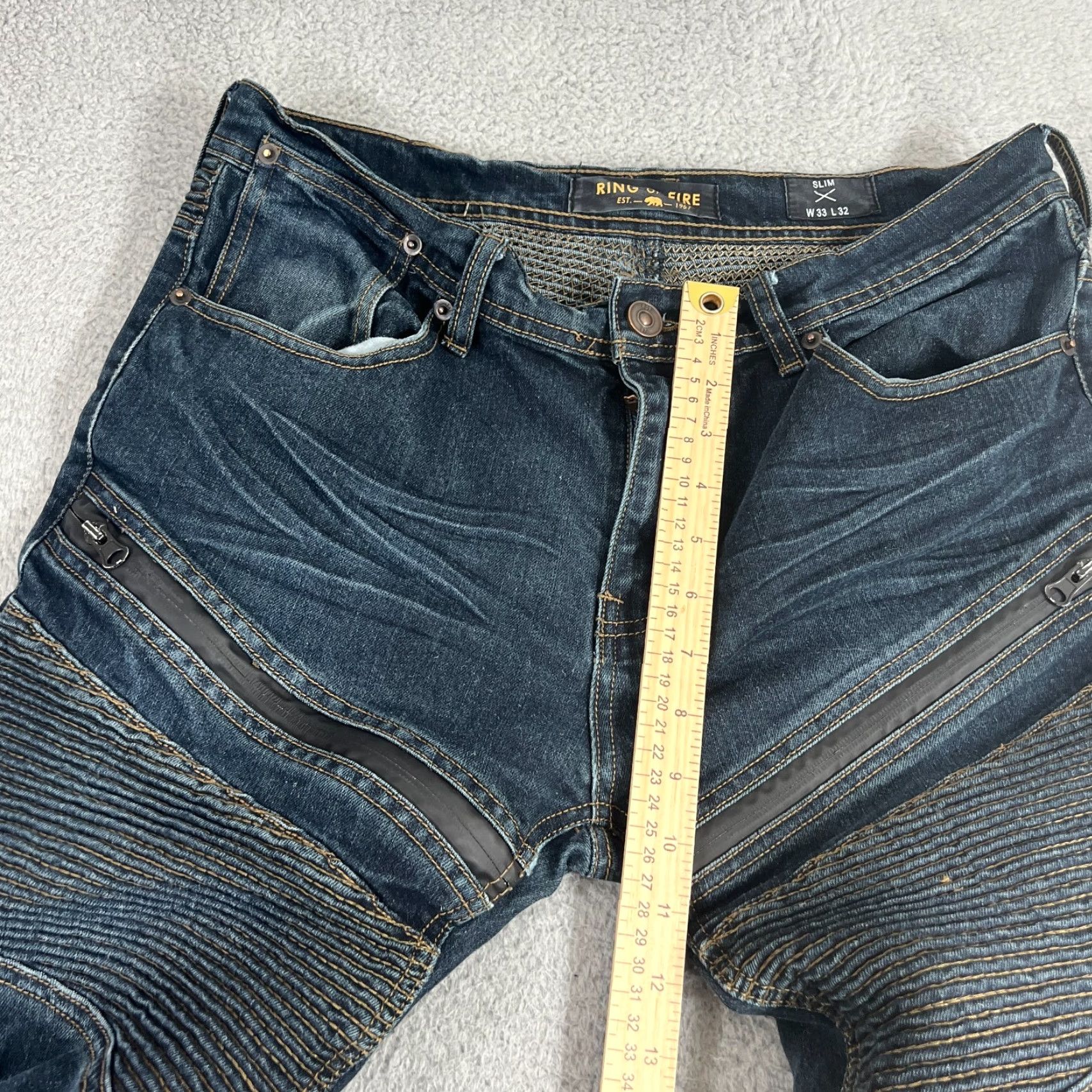 Ring Of Fire RING OF FIRE Slim Skinny Jeans Mens 34x33 Dark Blue Denim Pants Size US 34 / EU 50 - 3 Thumbnail