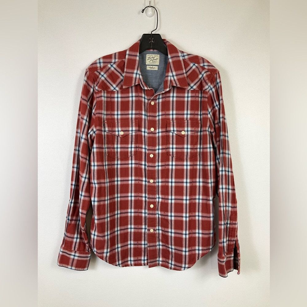Lucky Brand × Western Rise LUCKY BRAND Red Plaid Long Sleeve Western Rodeo Shirt Size US M / EU 48-50 / 2 - 2 Thumbnail