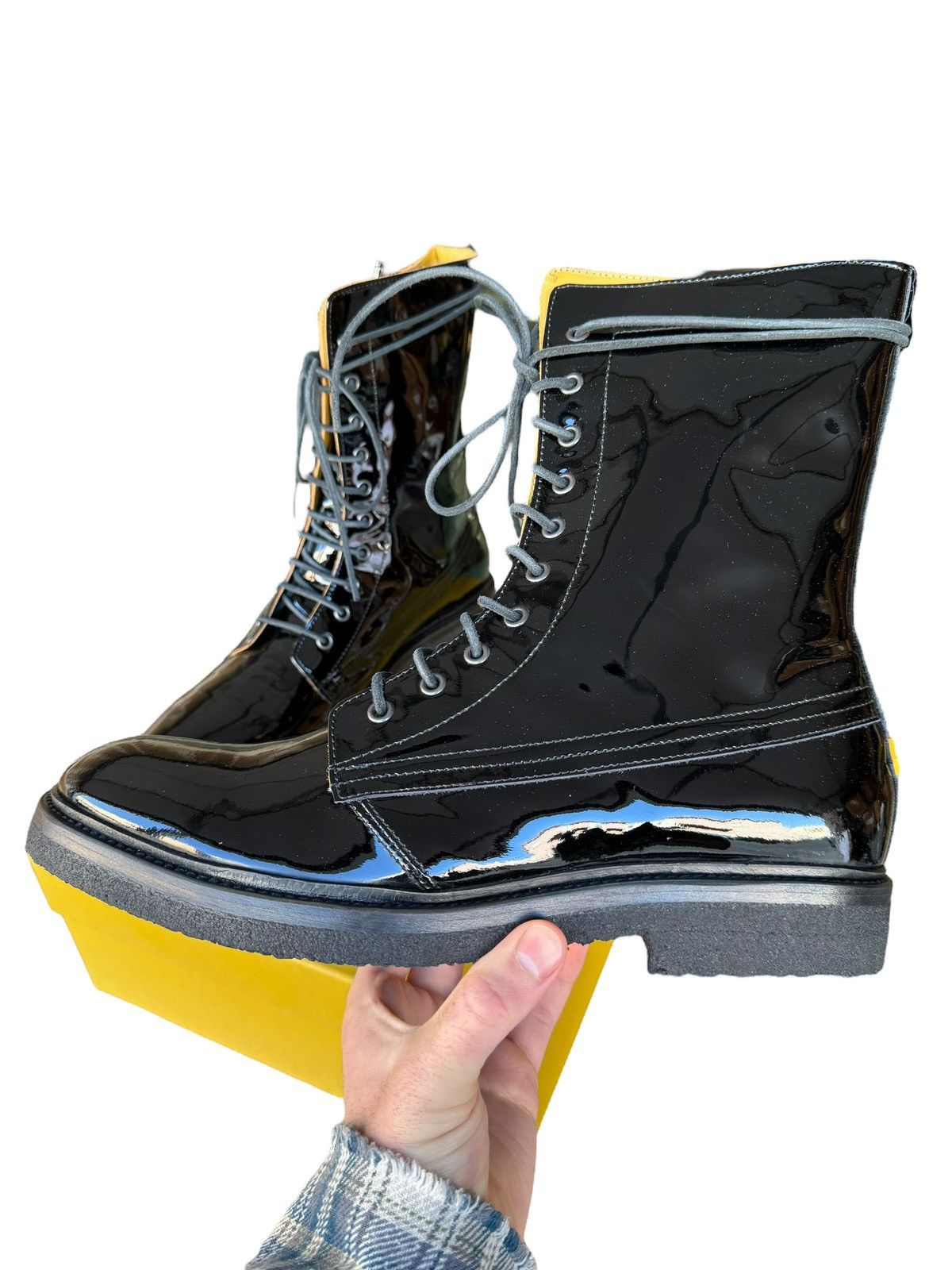 Rhude Patent Leather Combat Crepe Boot (Black) Size US 8 / EU 41 - 3 Thumbnail