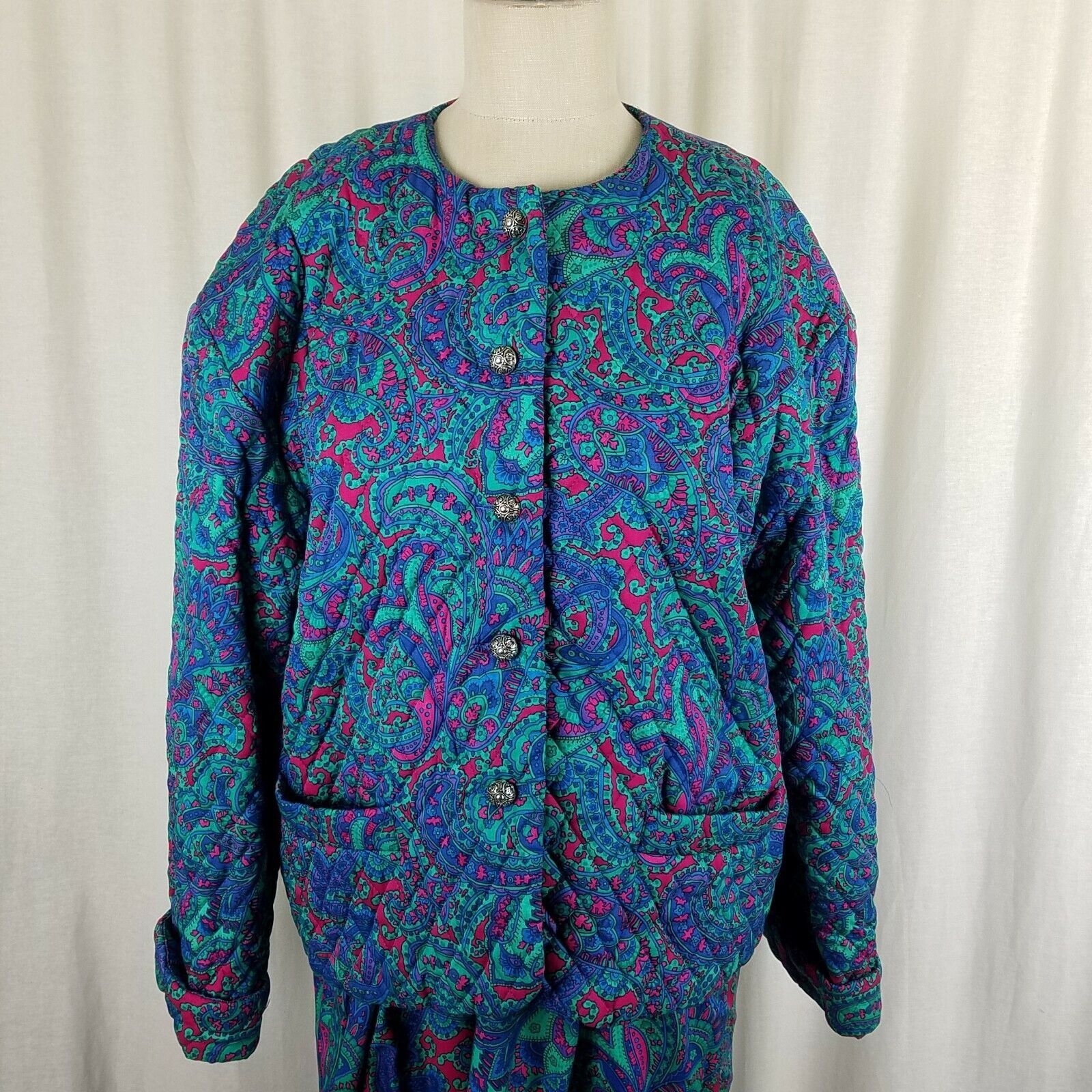 Vintage David Brooks Country Store Paisley Quilted Jacket Skirt Suit Size XXL / US 16-18 / IT 52-54 - 2 Thumbnail