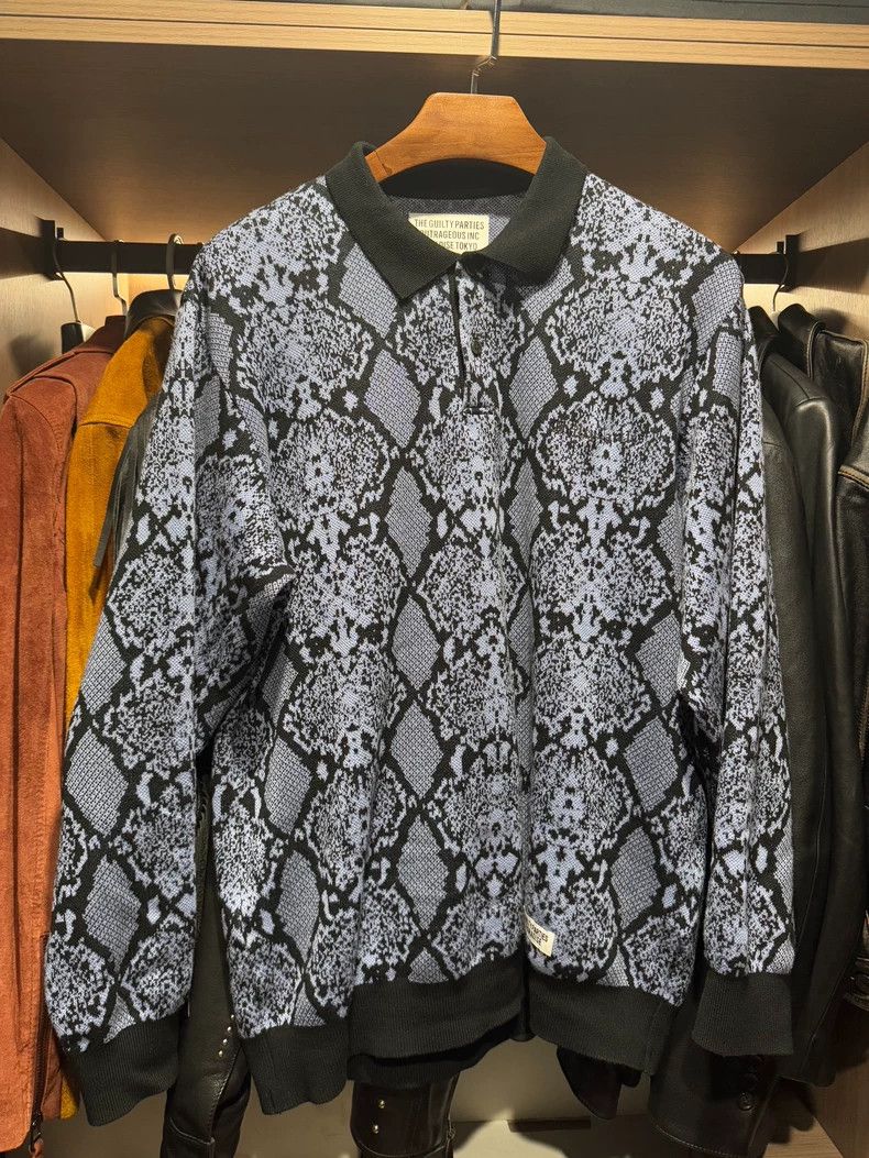 WACKO MARIA PYTHON KNIT JACQUARD POLO SHIRT 23FW-WMK-KN21
