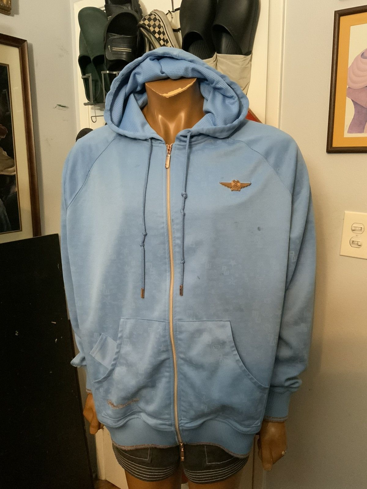 Rocawear × Vintage Vintage Y2K 2000s Rocawear Denim Flight Wings Zip Hoodie Size US XL / EU 56 / 4 - 13 Thumbnail