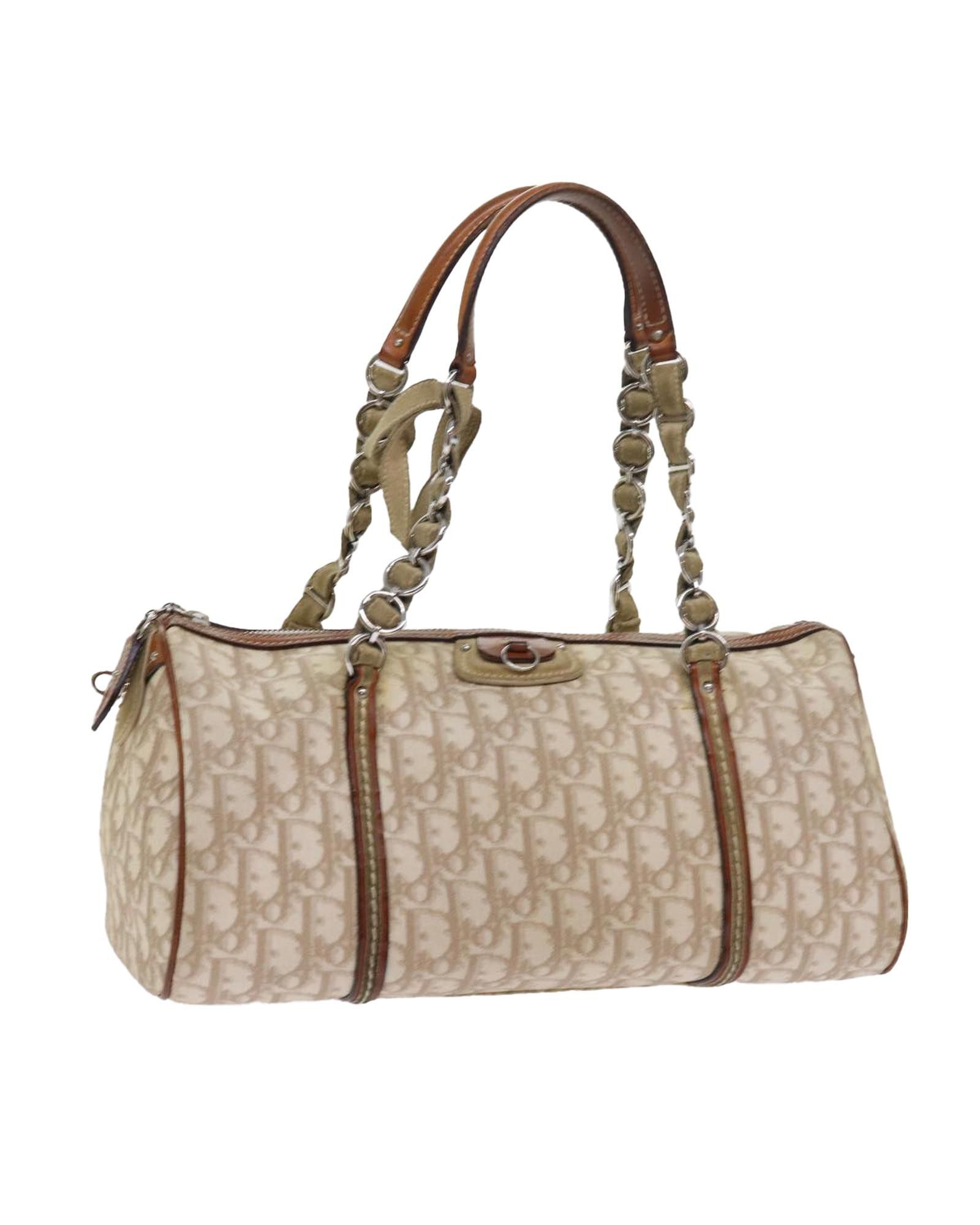 image of Dior Canvas Beige Handbag With Elegant Design, Women's