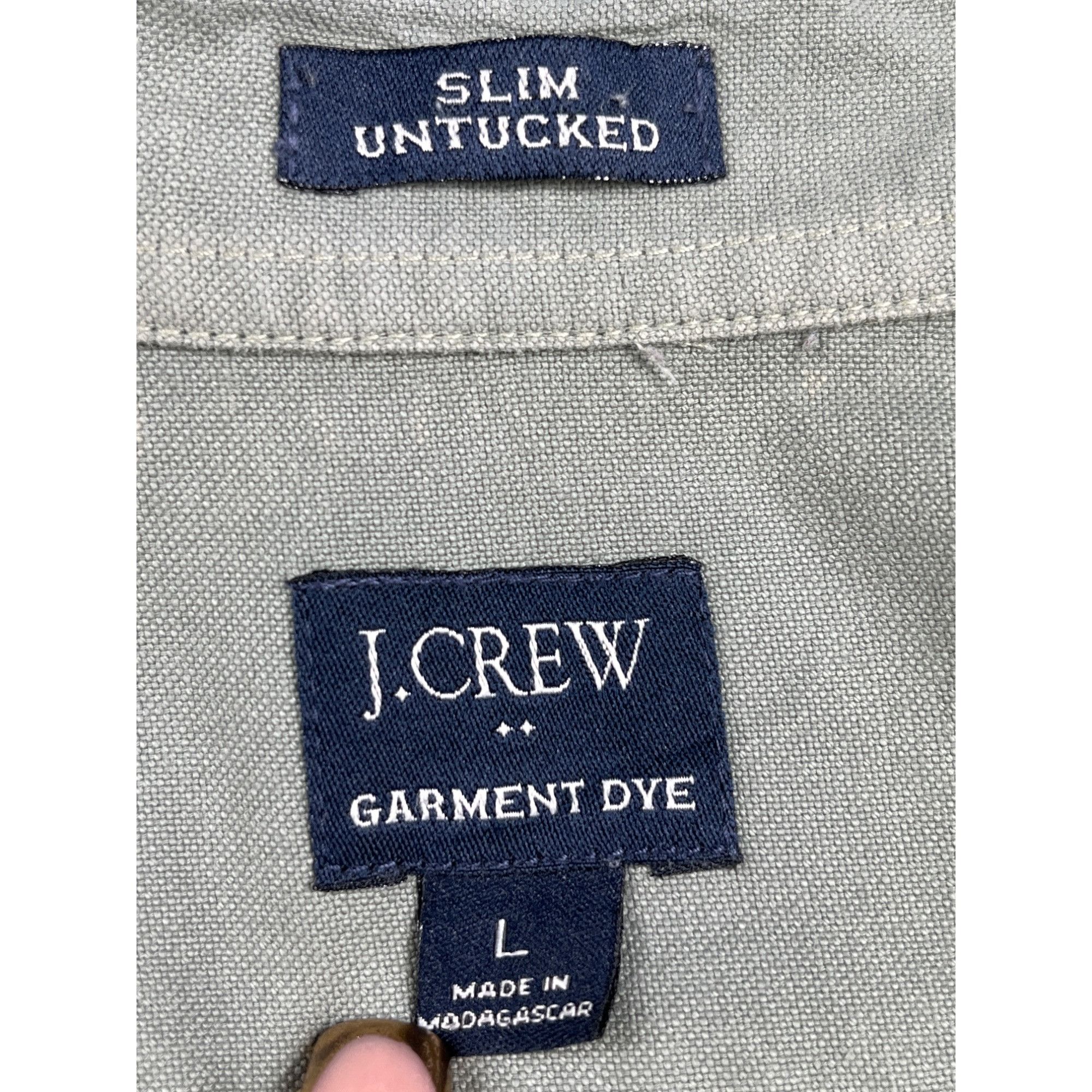 J.Crew J.Crew SKU 7702 Mens Green Slim Untucked Garment Shirt Size Size US L / EU 52-54 / 3 - 3 Thumbnail