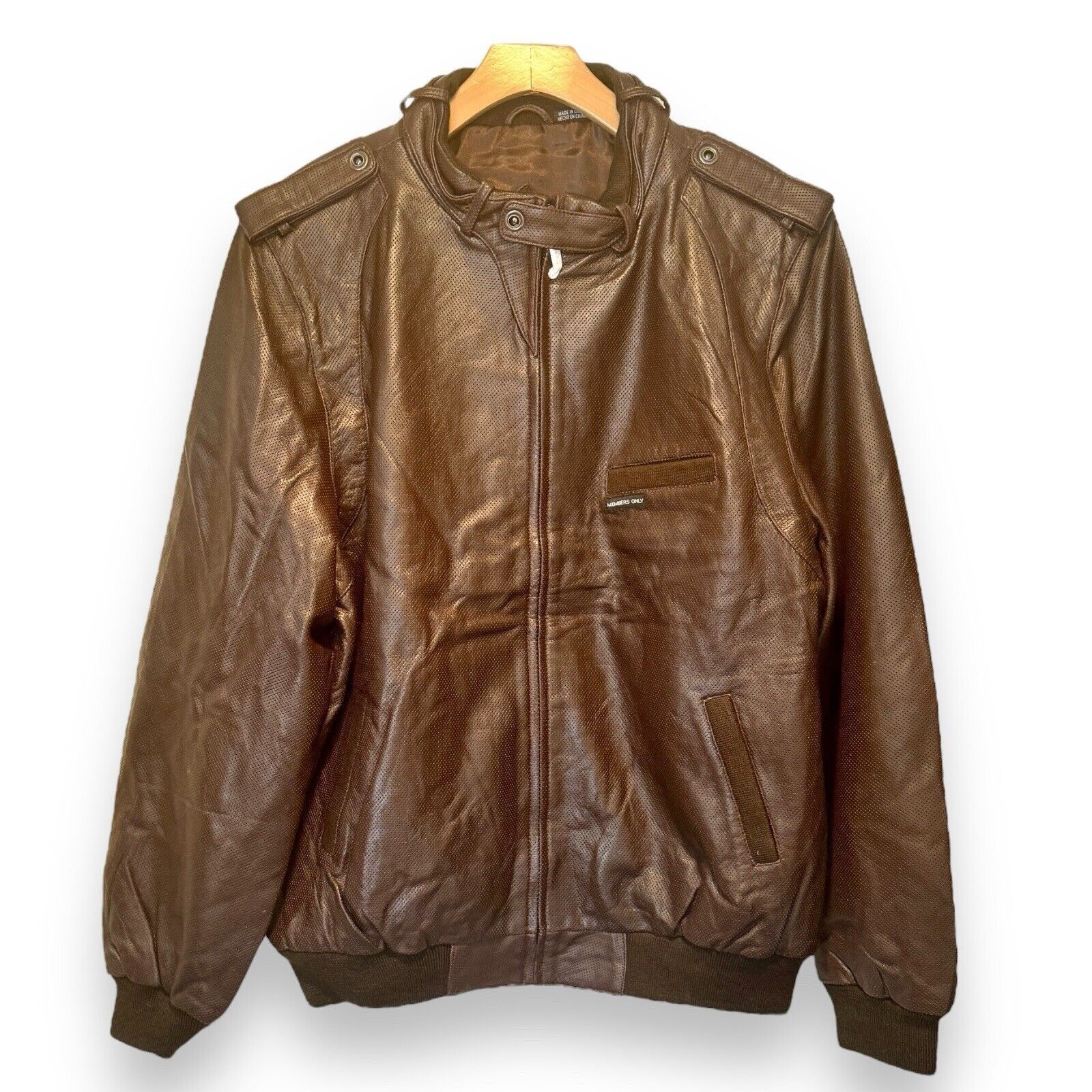 image of Members Only x Vintage Dark Chocolate Size 2Xl Faux Leather Iconic Racer Jacket in Brown, Men's