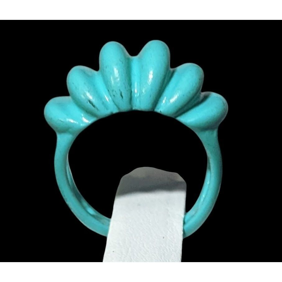 Other Mermaidcore Blue Scalloped Metal Enamel Coated Ring Size 5 Size ONE SIZE - 3 Thumbnail