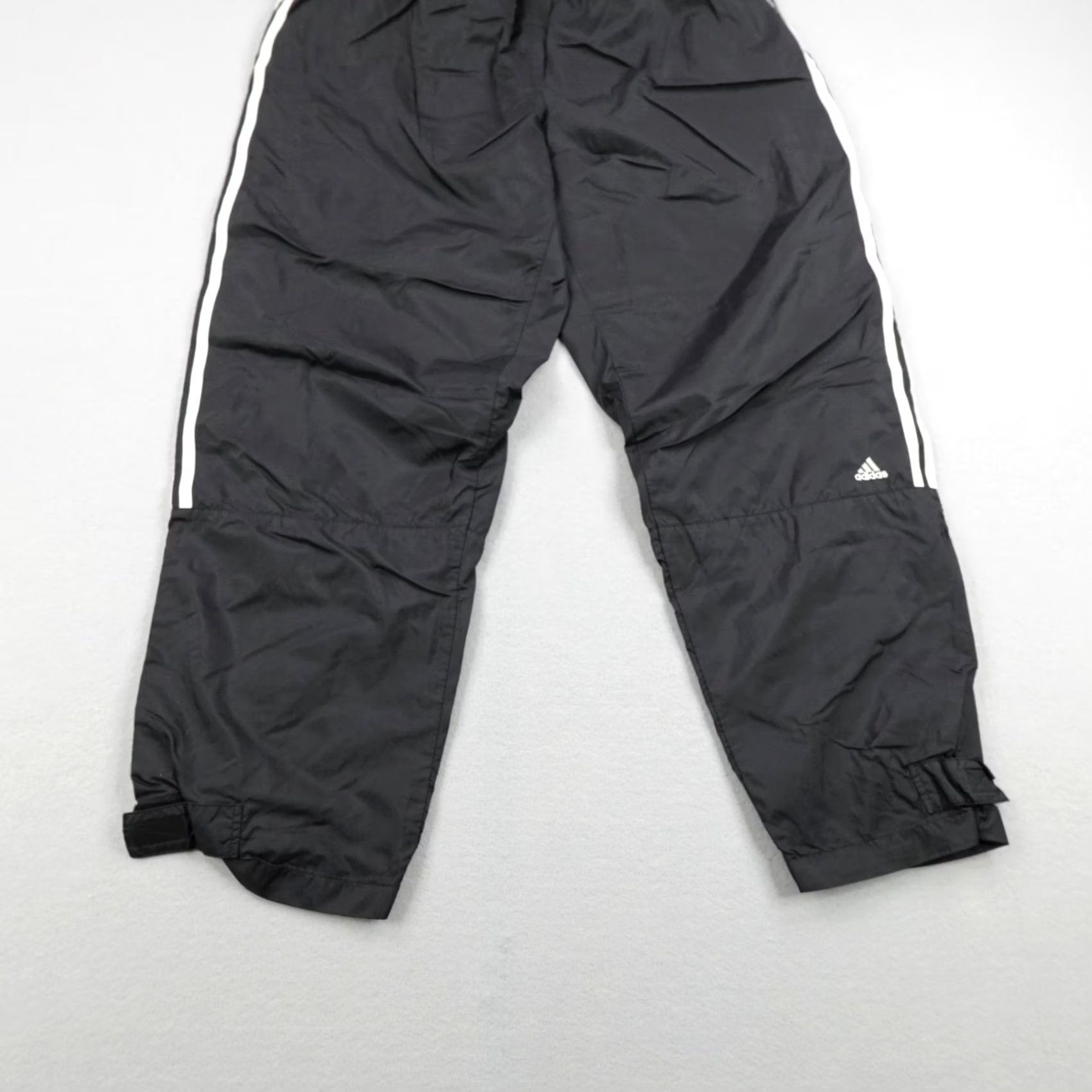 Adidas VINTAGE Adidas Pants Mens 2XL Black Windbreaker Track Warmup White Stripe 90s Size US 39 - 3 Thumbnail