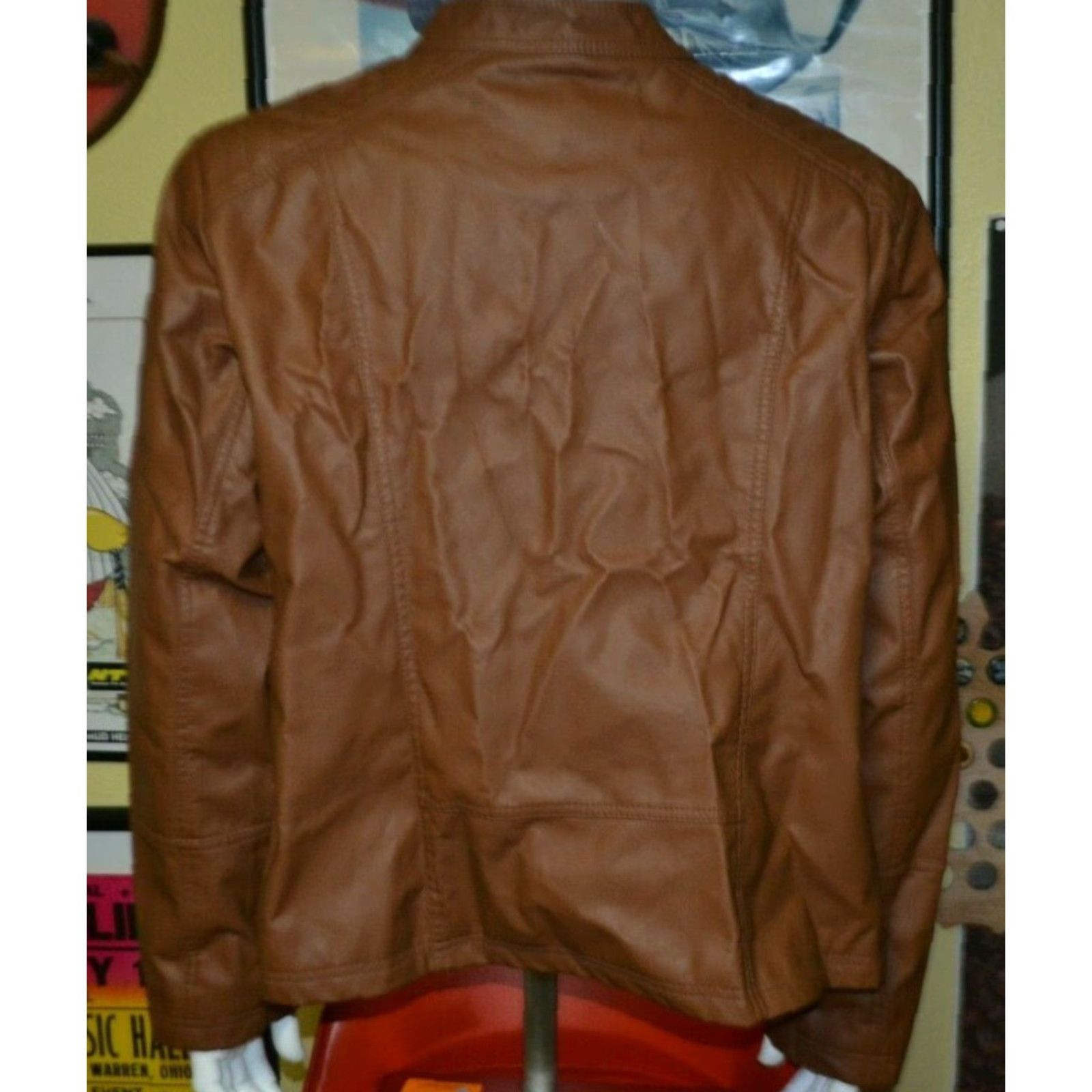 Faded Glory Womens Faded Glory Lightweight Brown Leather Racing Jacket 3XL Jacket Womens Brown Leather Racing Jacket 3XL Lightweight Zip Up Womens Faded Glory Size XXL / US 16-18 / IT 52-54 - 3 Thumbnail