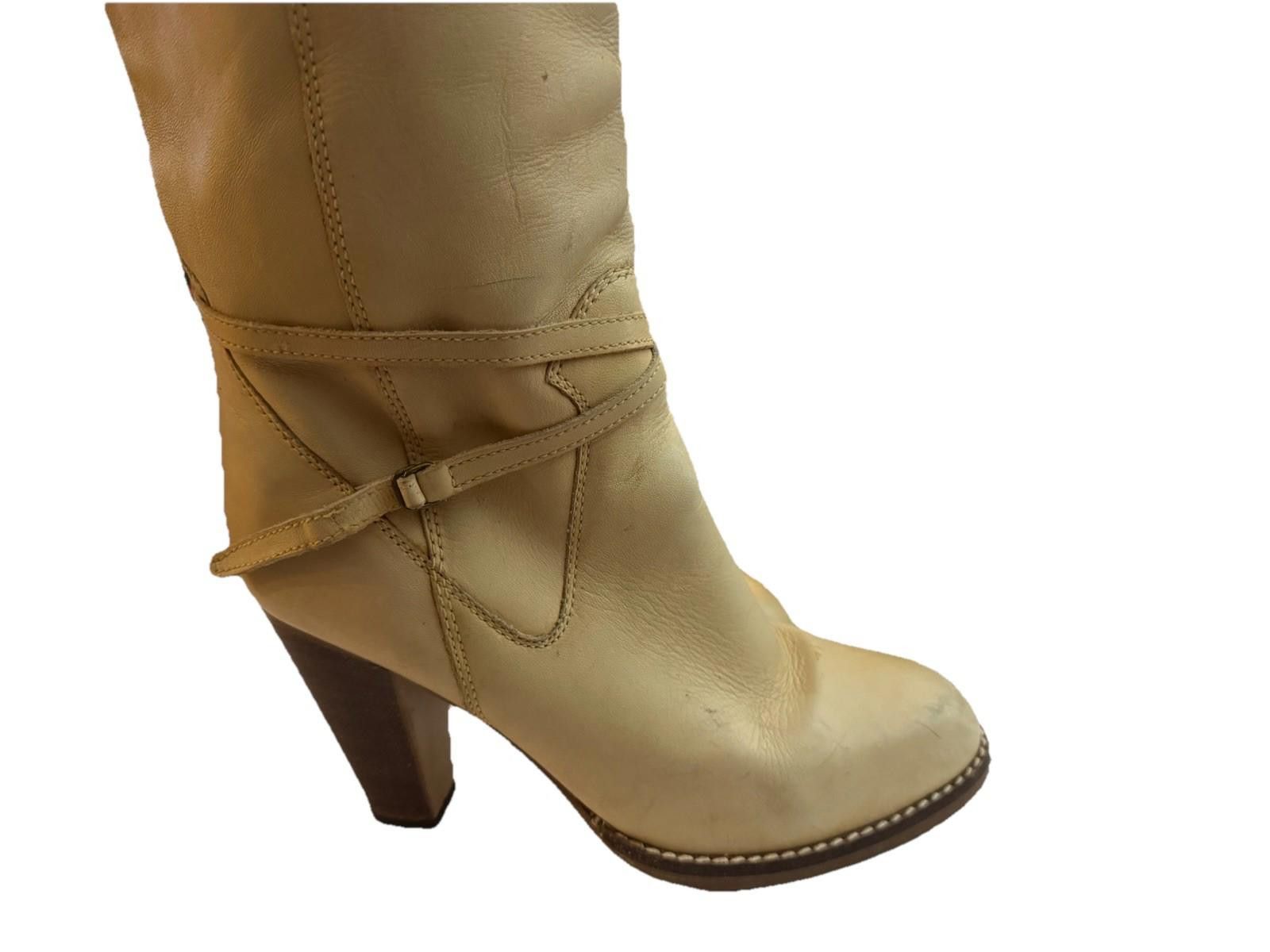 Unknown London Tan Knee-High Leather Boots with Lace-Up Detail Size US 7.5 / IT 37.5 - 4 Thumbnail