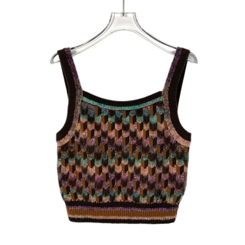 Chanel Color-Block Cashmere Women's T-Shirt 0089