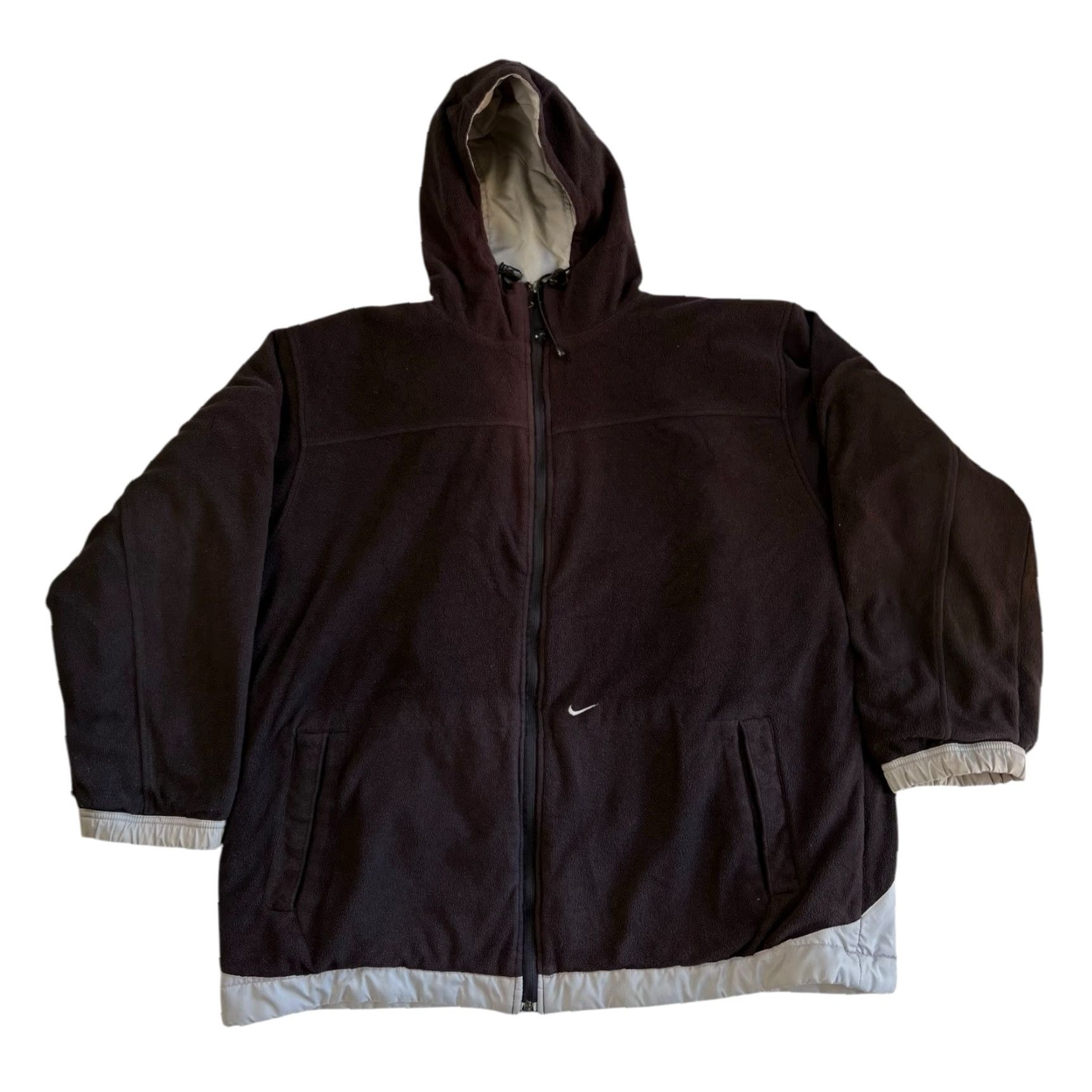 Nike VINTAGE Nike Reversible Hooded Jacket XL Gray Black Fleece Puffer Jacket Size US XL / EU 56 / 4 - 4 Thumbnail