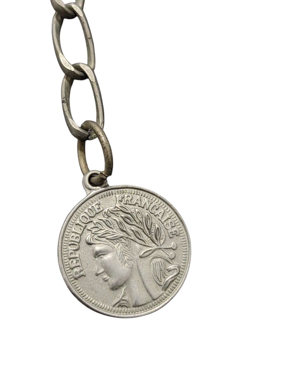 Other SILVER-TONE CHAIN NECKLACE & BLACK LEATHER FRANCE MEDAL Size ONE SIZE - 4 Thumbnail