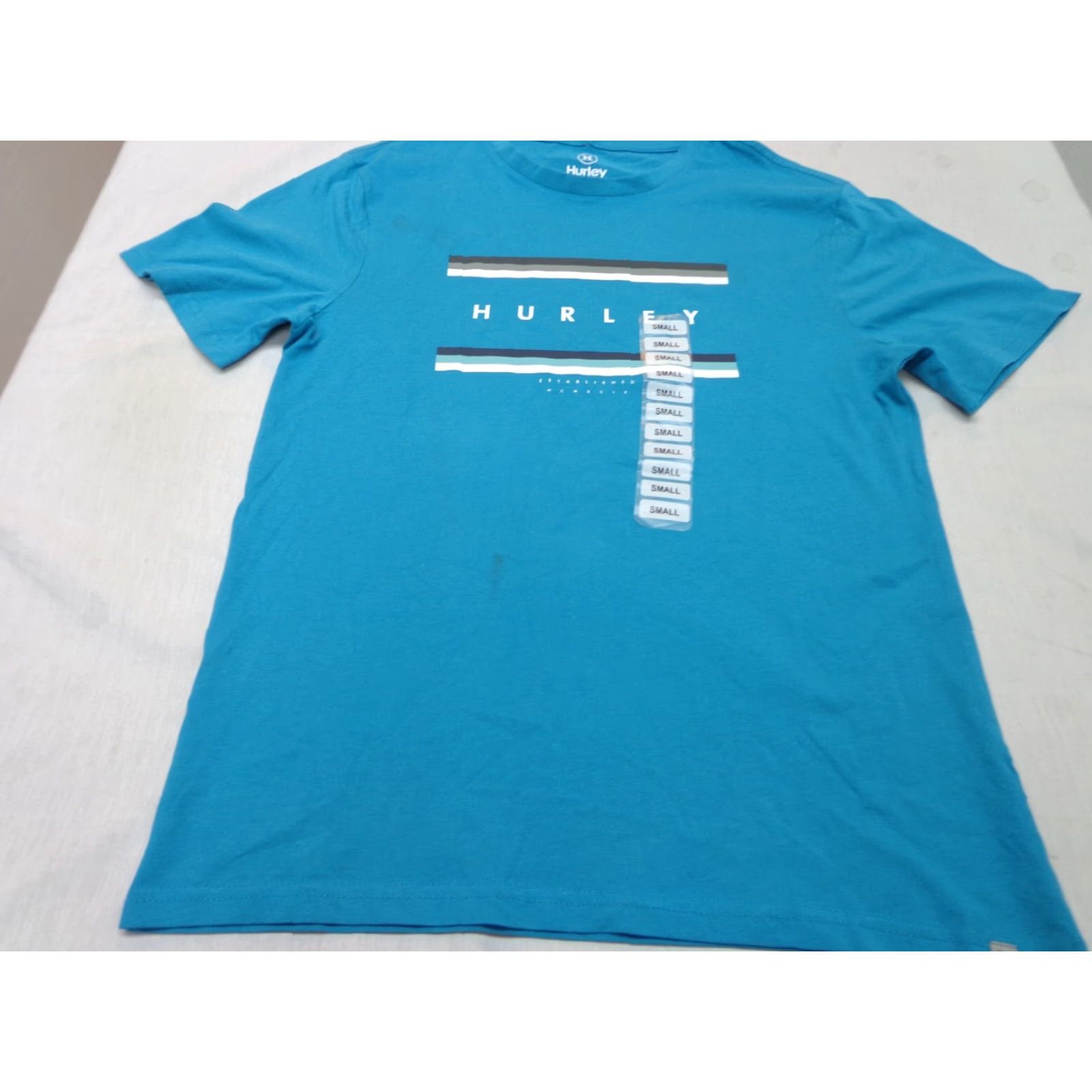 Hurley Hurley T shirt Shirt Men Small New with Defects Blue Crew Neck Short Sleeve Graphic Teal Cotton 806409817986 Size US S / EU 44-46 / 1 - 2 Thumbnail