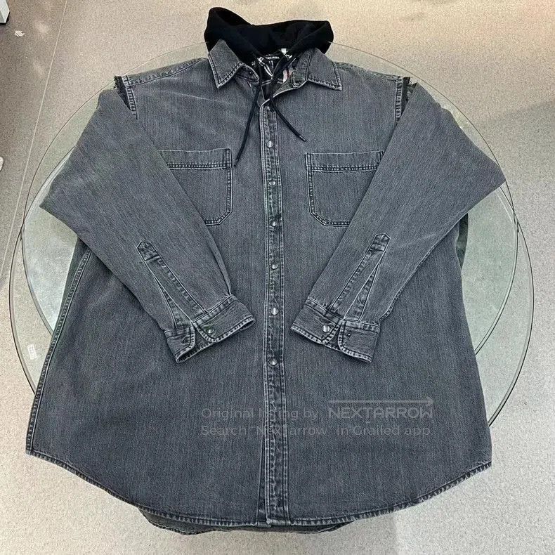 Balenciaga Balenciaga 3-in-1 Denim Hooded Jacket. Size US XL / EU 56 / 4 - 6 Thumbnail