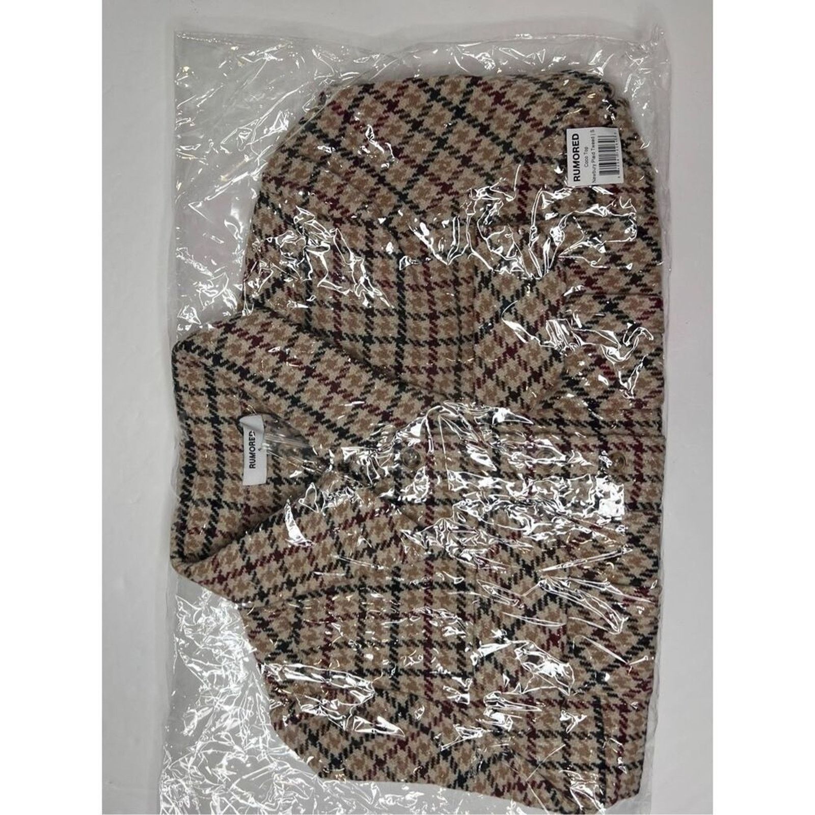 Other Rumored Coco Cropped Top Shacket SMALL Tweedcore Choco Girl Size S / US 4 / IT 40 - 7 Thumbnail